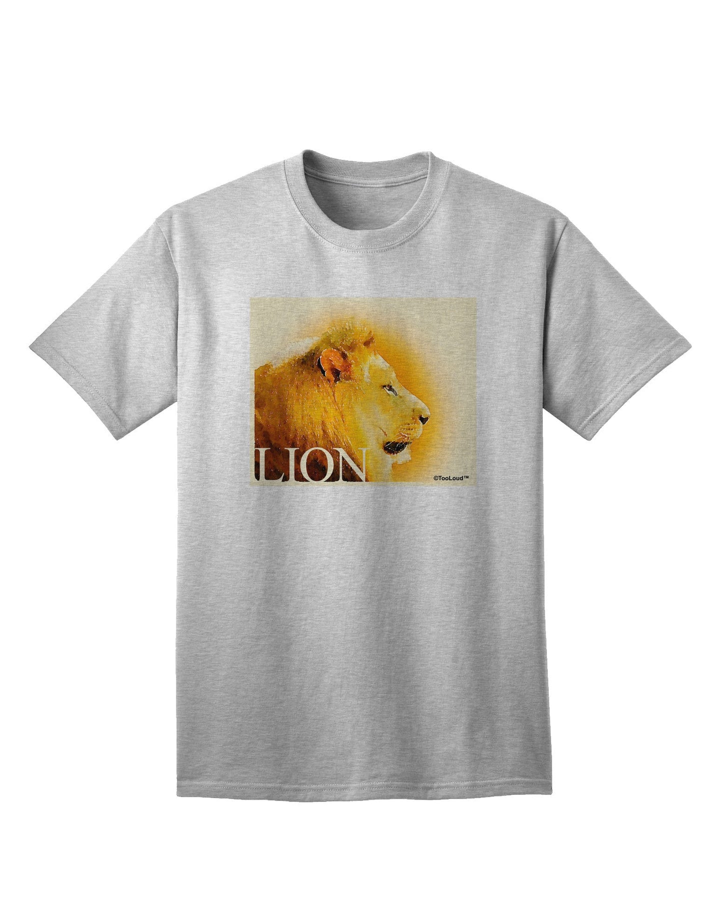Lion Watercolor 3 Text Adult T-Shirt-Mens T-Shirt-TooLoud-AshGray-Small-Davson Sales
