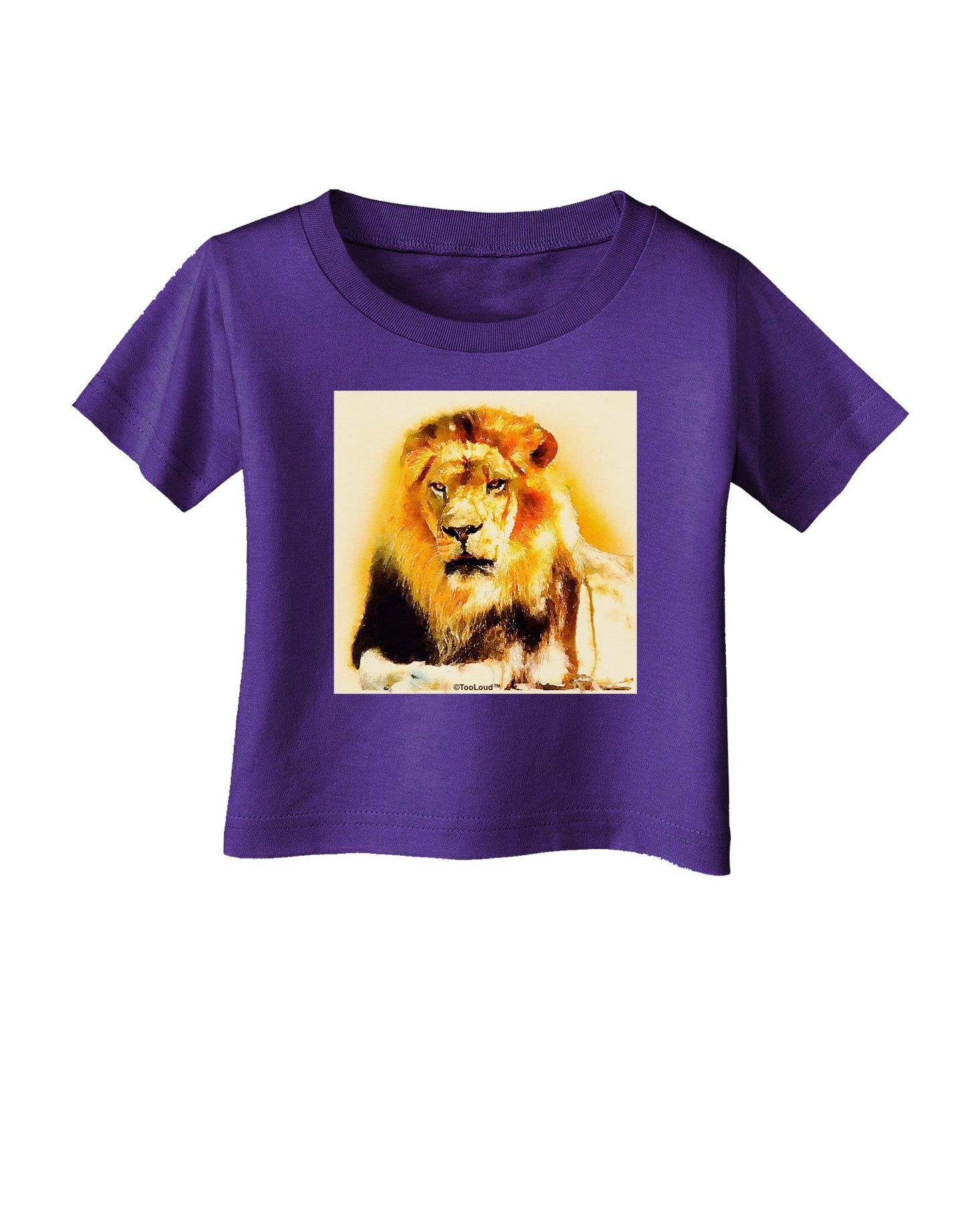 Lion Watercolor 4 Infant T-Shirt Dark-Infant T-Shirt-TooLoud-Purple-06-Months-Davson Sales
