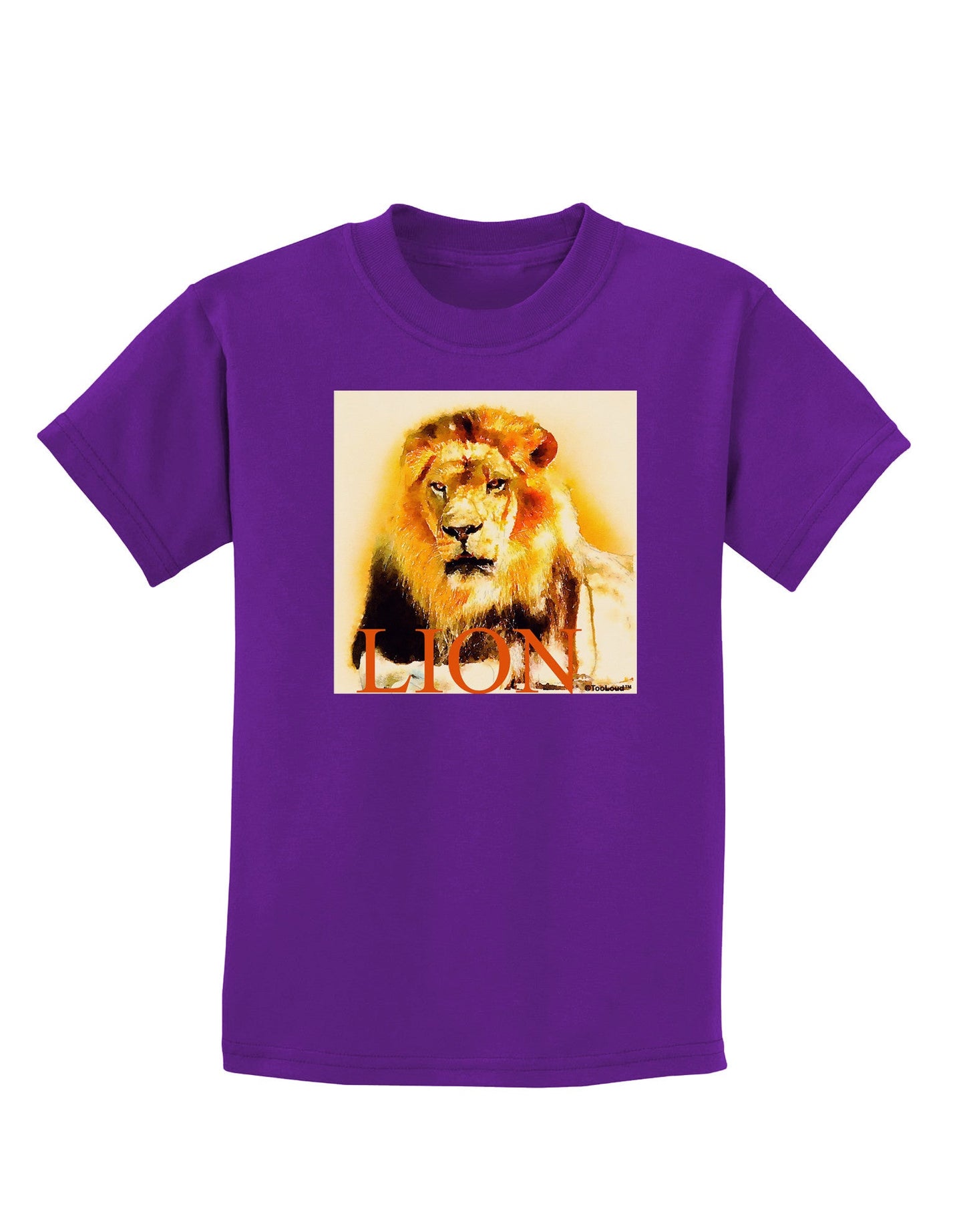 Lion Watercolor 4 Text Childrens Dark T-Shirt-Childrens T-Shirt-TooLoud-Purple-X-Small-Davson Sales