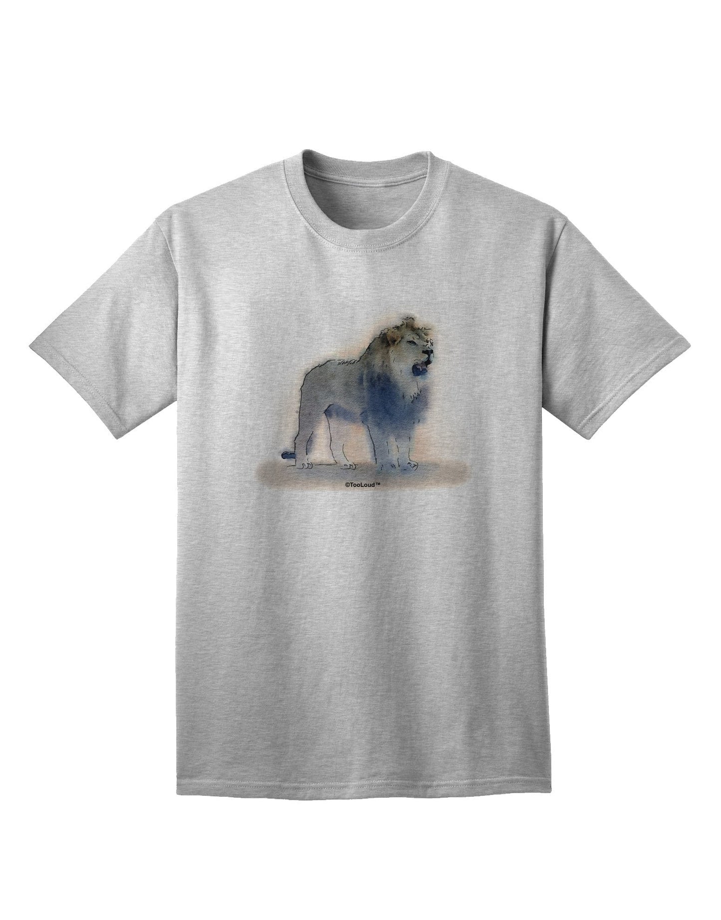 Lion Watercolor B Adult T-Shirt-Mens T-Shirt-TooLoud-AshGray-Small-Davson Sales