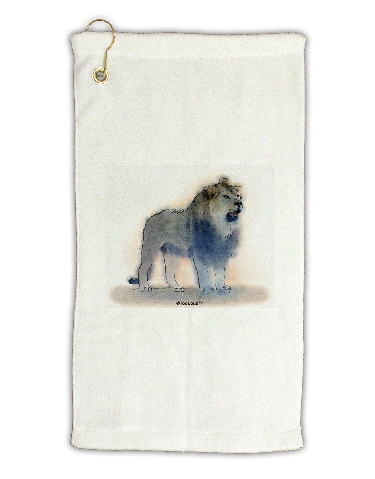 Lion Watercolor B Micro Terry Gromet Golf Towel 11"x19-Golf Towel-TooLoud-White-Davson Sales