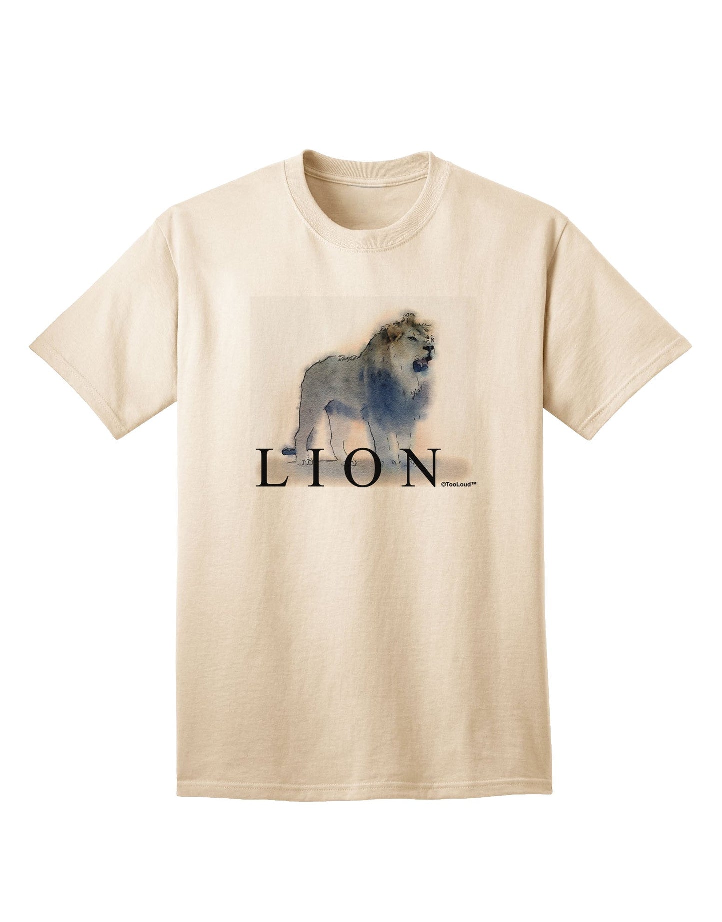 Lion Watercolor B Text Adult T-Shirt-Mens T-Shirt-TooLoud-Natural-Small-Davson Sales