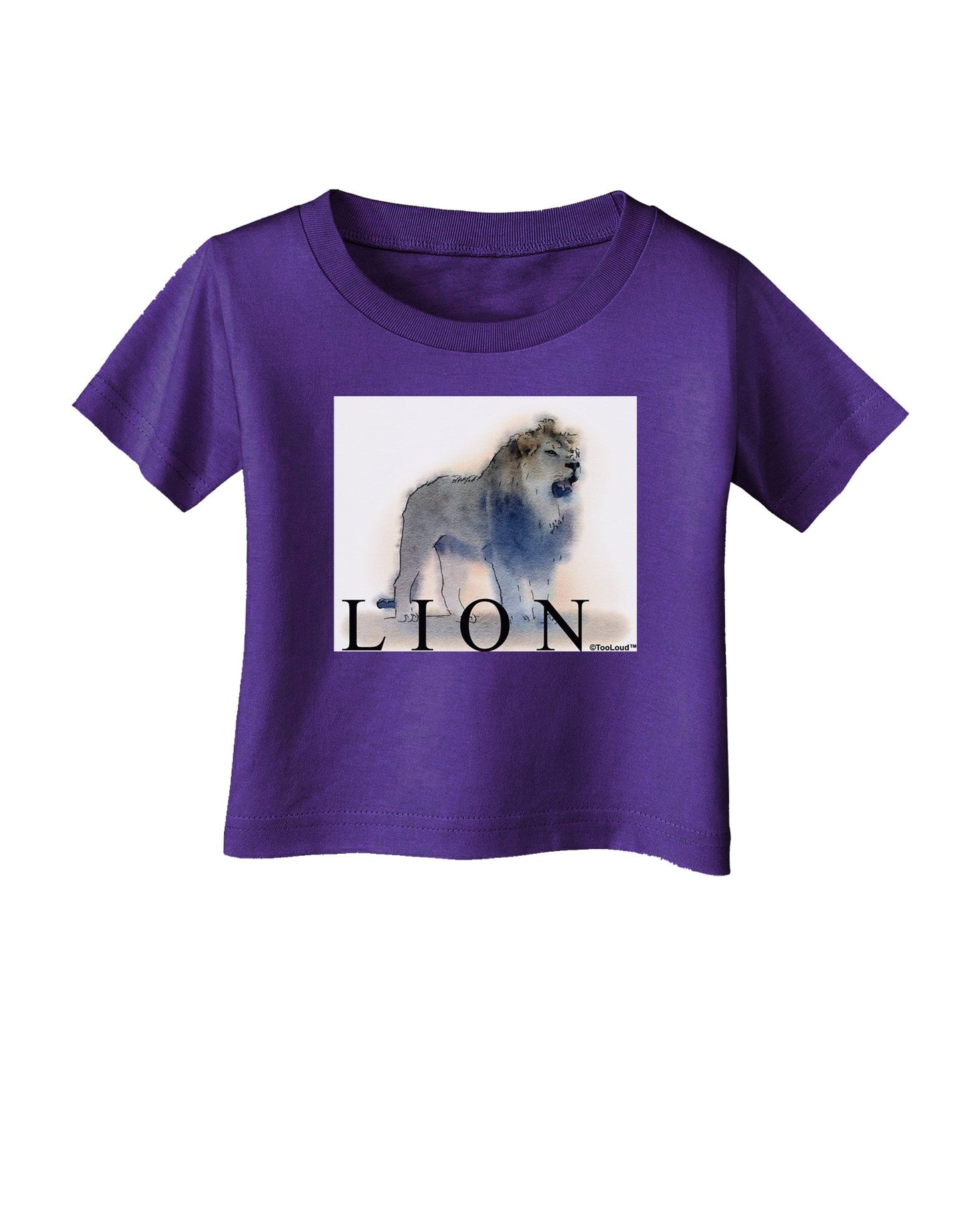 Lion Watercolor B Text Infant T-Shirt Dark-Infant T-Shirt-TooLoud-Purple-06-Months-Davson Sales