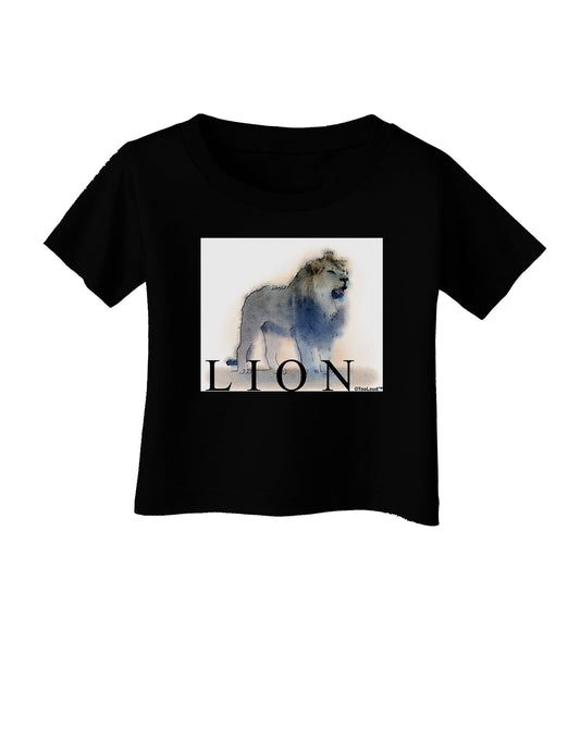 Lion Watercolor B Text Infant T-Shirt Dark-Infant T-Shirt-TooLoud-Black-06-Months-Davson Sales