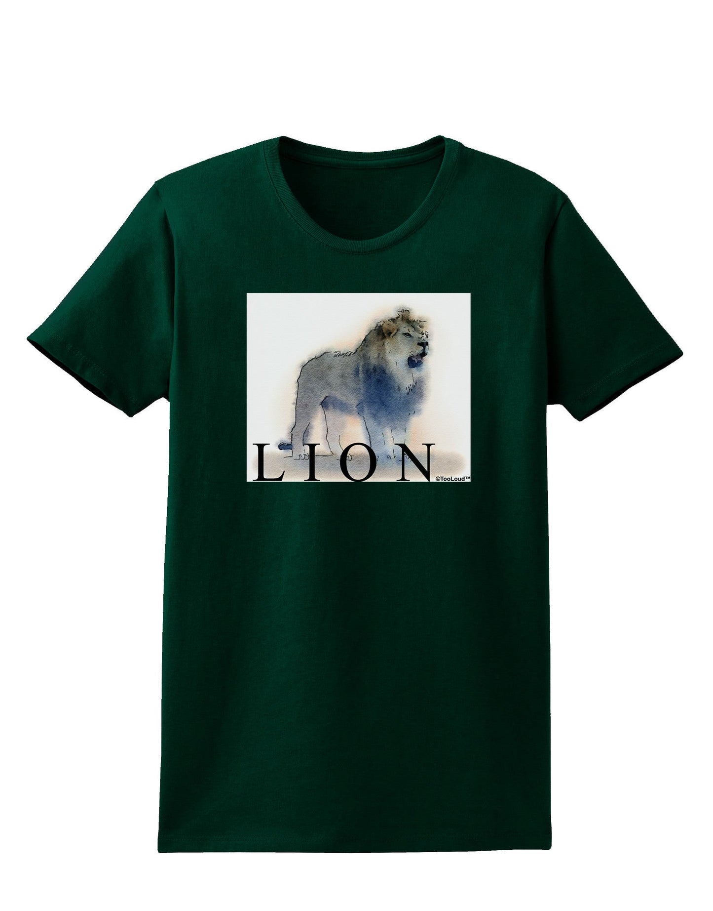Lion Watercolor B Text Womens Dark T-Shirt-TooLoud-Forest-Green-Small-Davson Sales