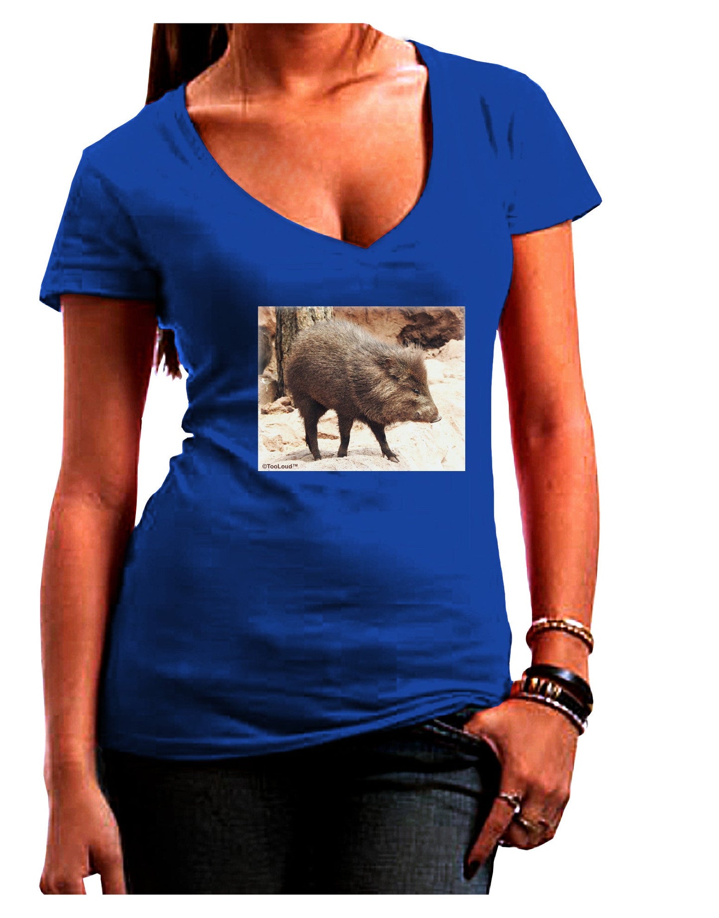 Little Javelina Womens V-Neck Dark T-Shirt-Womens V-Neck T-Shirts-TooLoud-Royal-Blue-Juniors Fitted Small-Davson Sales