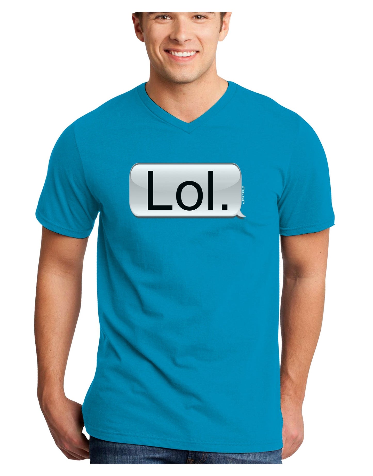 Lol Text Bubble Adult Dark V-Neck T-Shirt-TooLoud-Turquoise-Small-Davson Sales