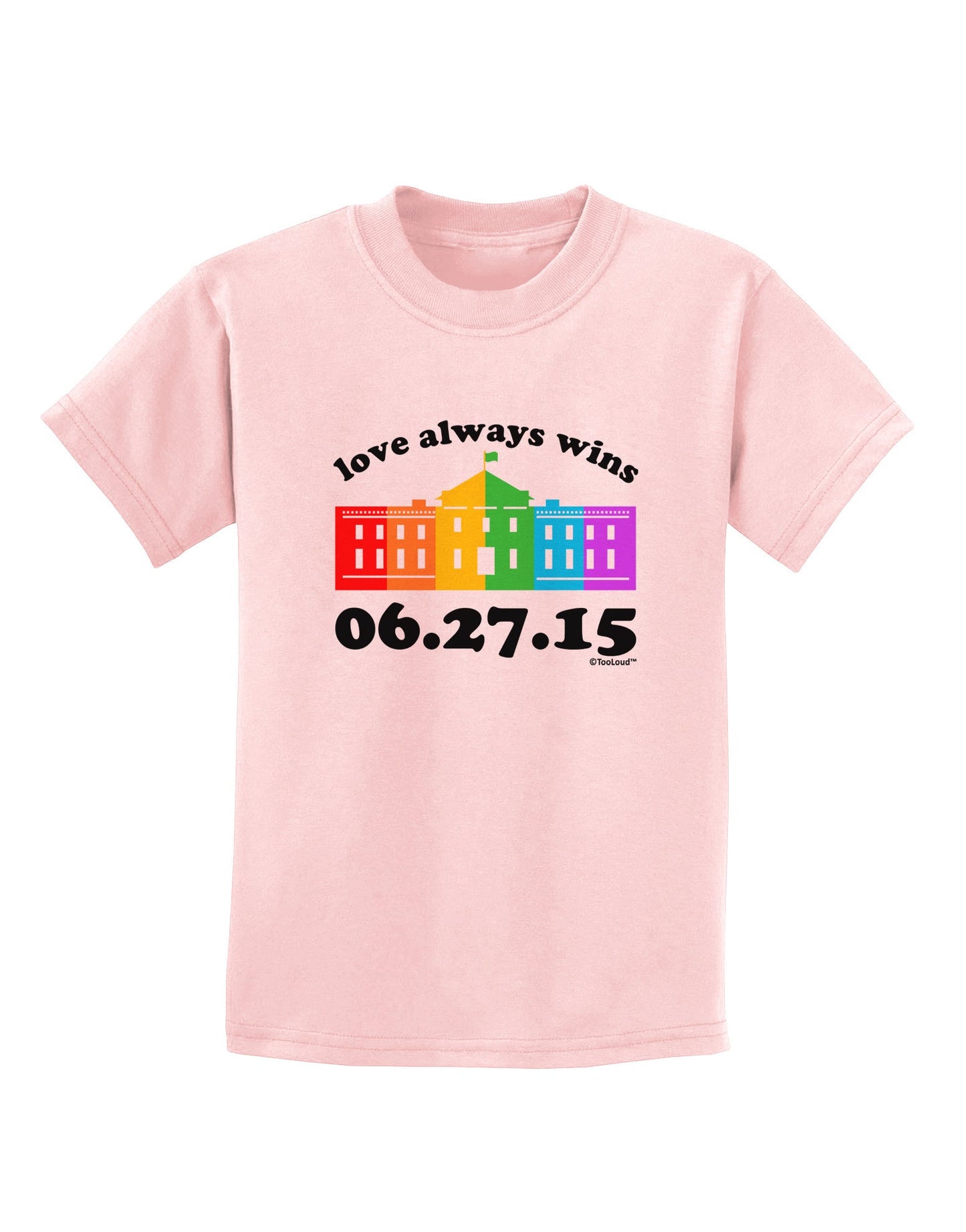 Love Always Wins with Date - Marriage Equality Childrens T-Shirt-Childrens T-Shirt-TooLoud-PalePink-X-Small-Davson Sales