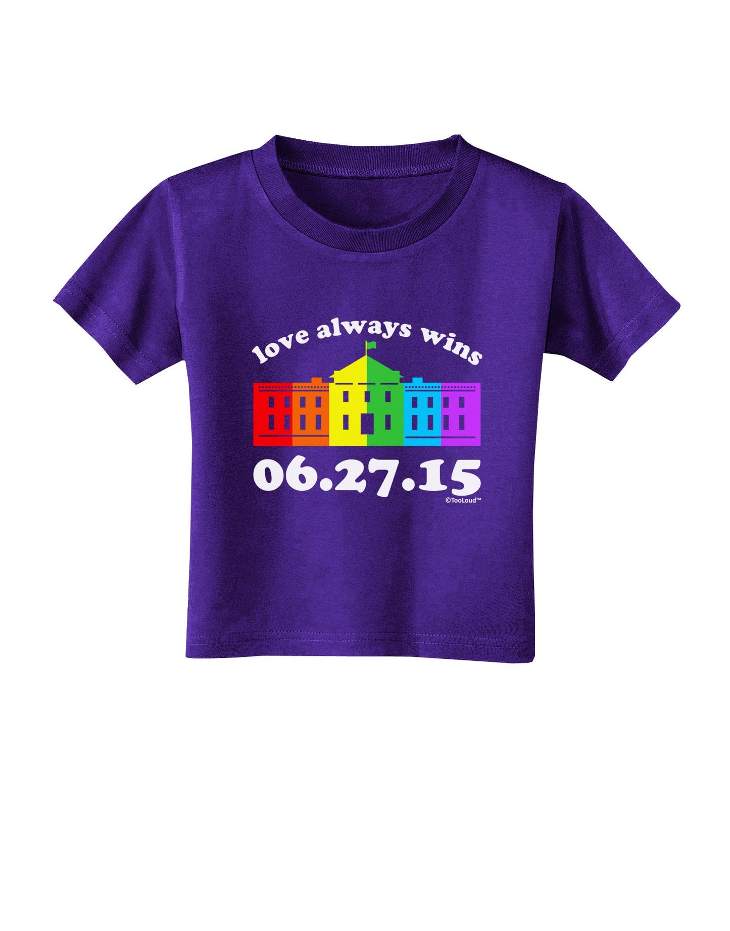 Love Always Wins with Date - Marriage Equality Toddler T-Shirt Dark-Toddler T-Shirt-TooLoud-Purple-2T-Davson Sales
