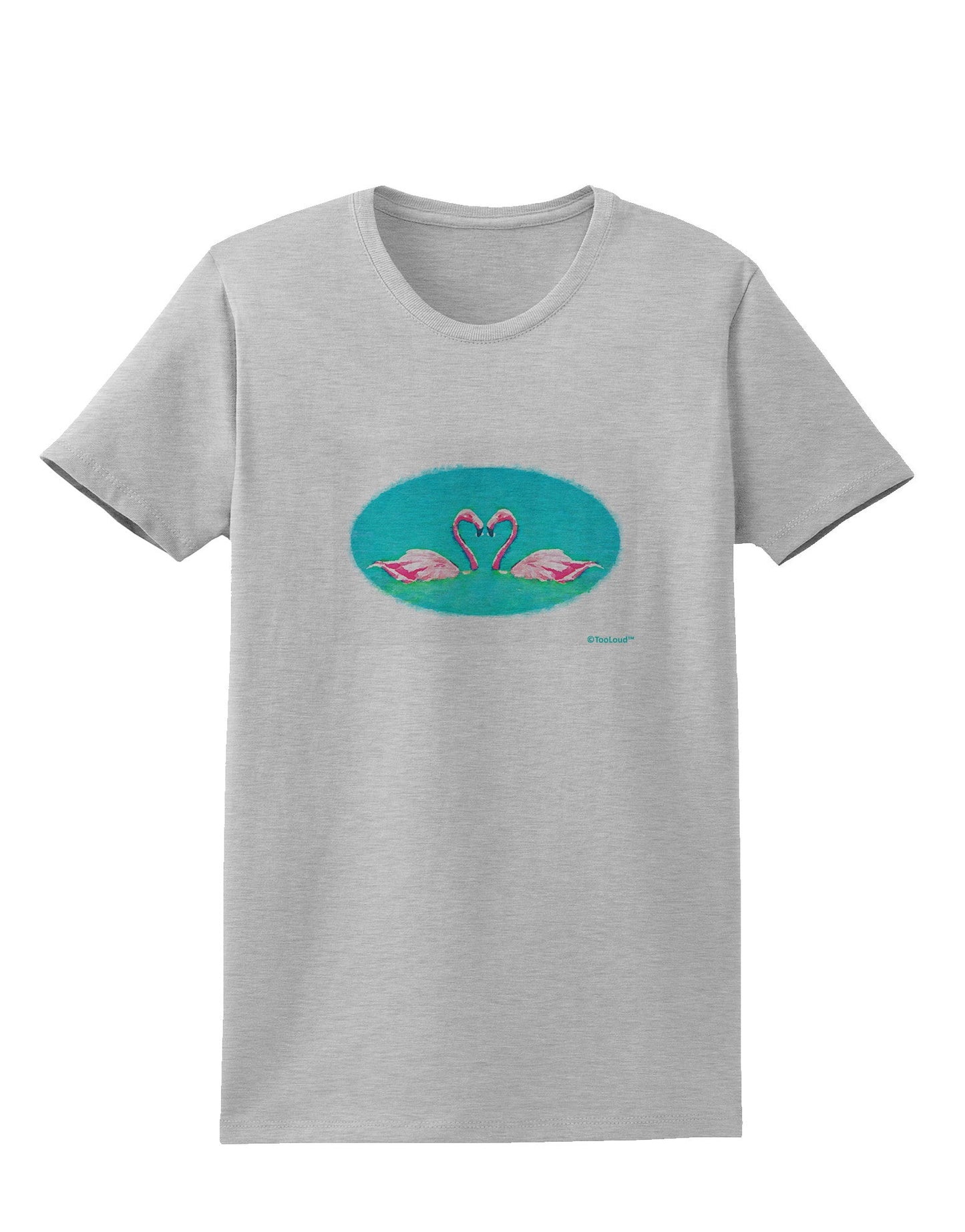 Love Birds - Flamingos Watercolor Womens T-Shirt-Womens T-Shirt-TooLoud-AshGray-X-Small-Davson Sales