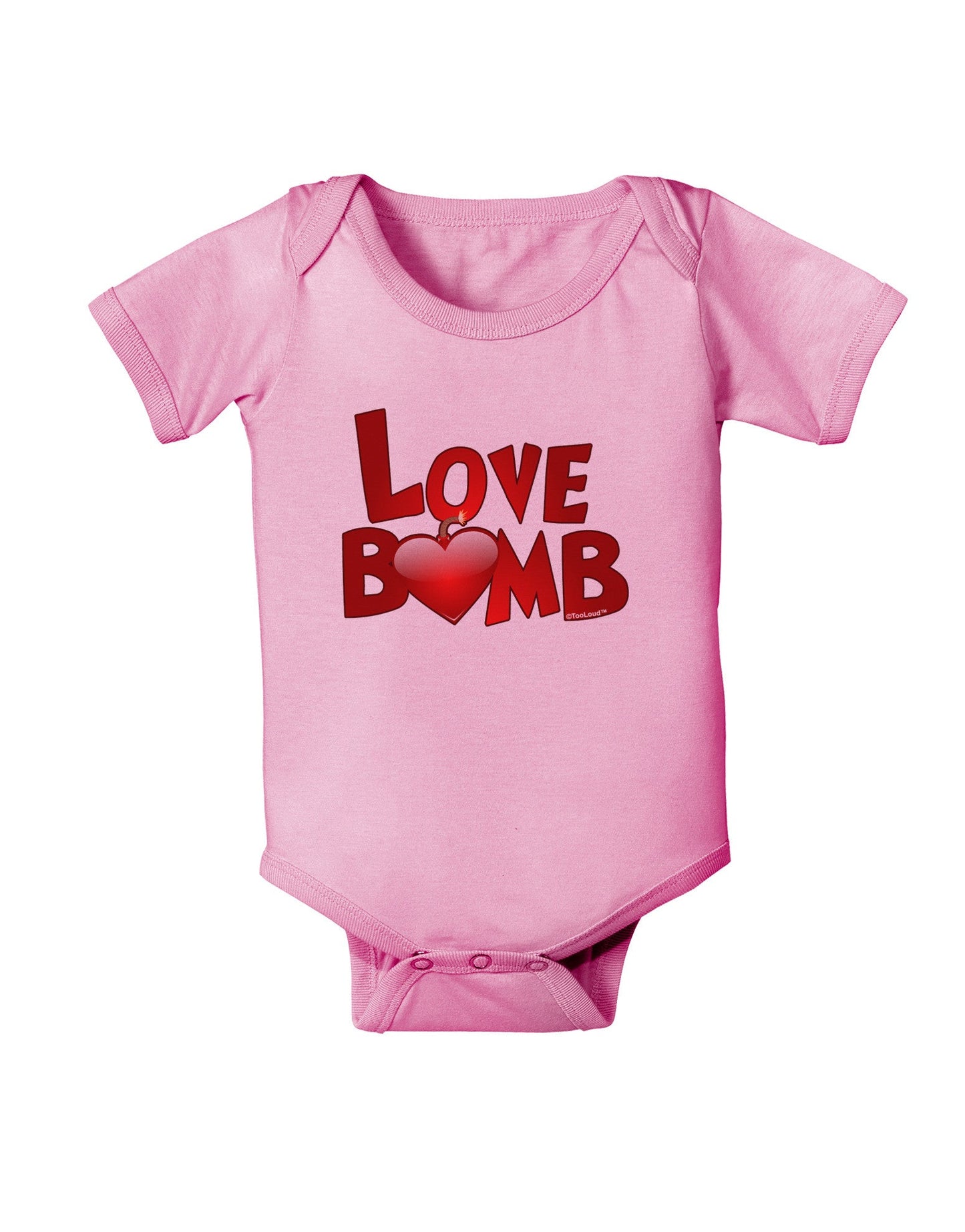 Love Bomb Text Baby Romper Bodysuit-Baby Romper-TooLoud-Pink-06-Months-Davson Sales