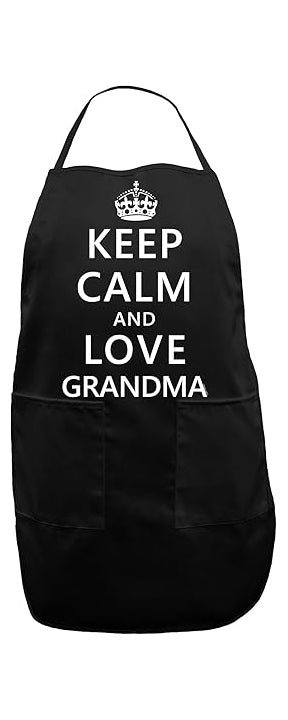 TooLoud Keep Calm and Love Grandma Dark Adult Apron