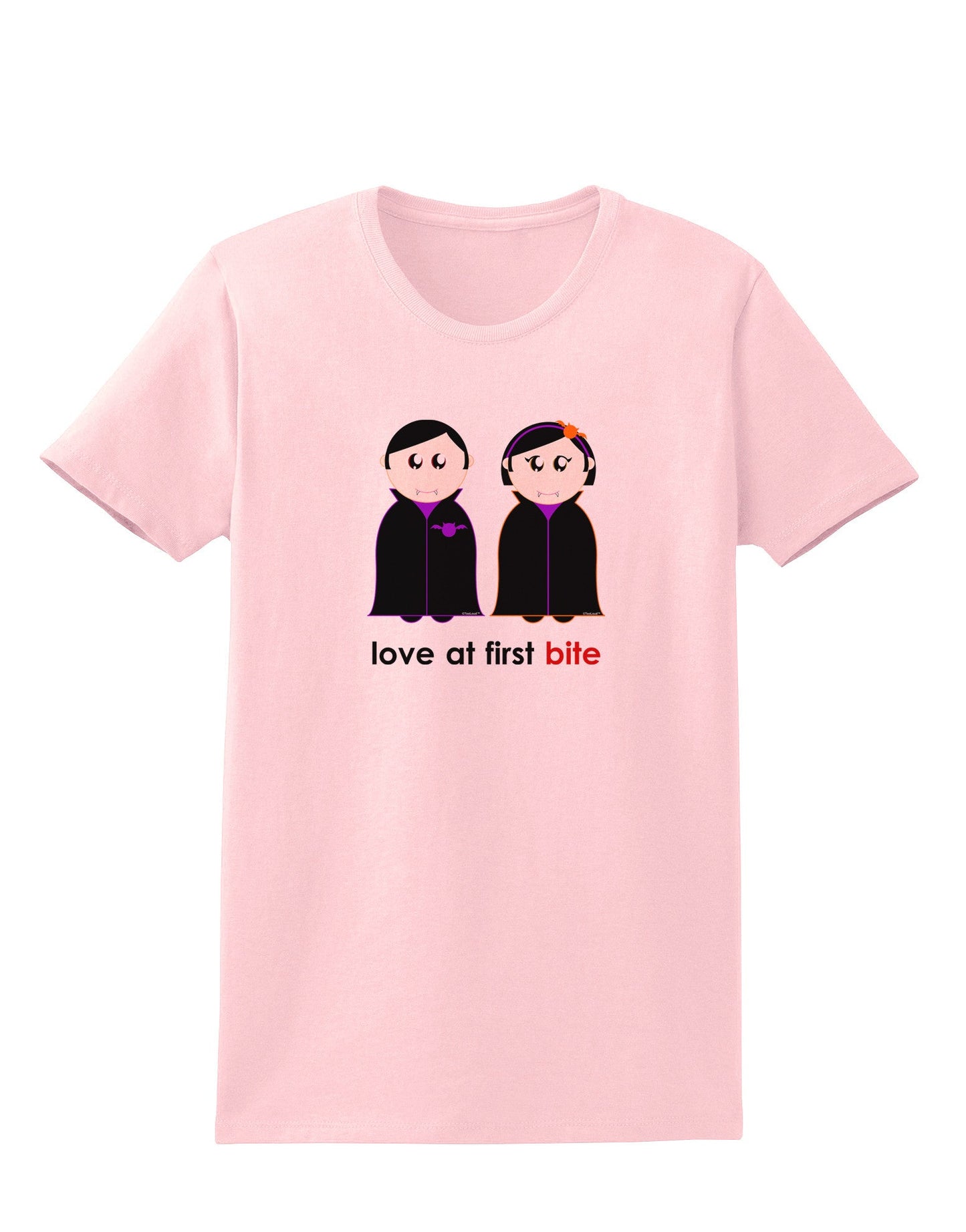 Love at First Bite Vampire Couple Halloween Womens T-Shirt-Womens T-Shirt-TooLoud-PalePink-X-Small-Davson Sales