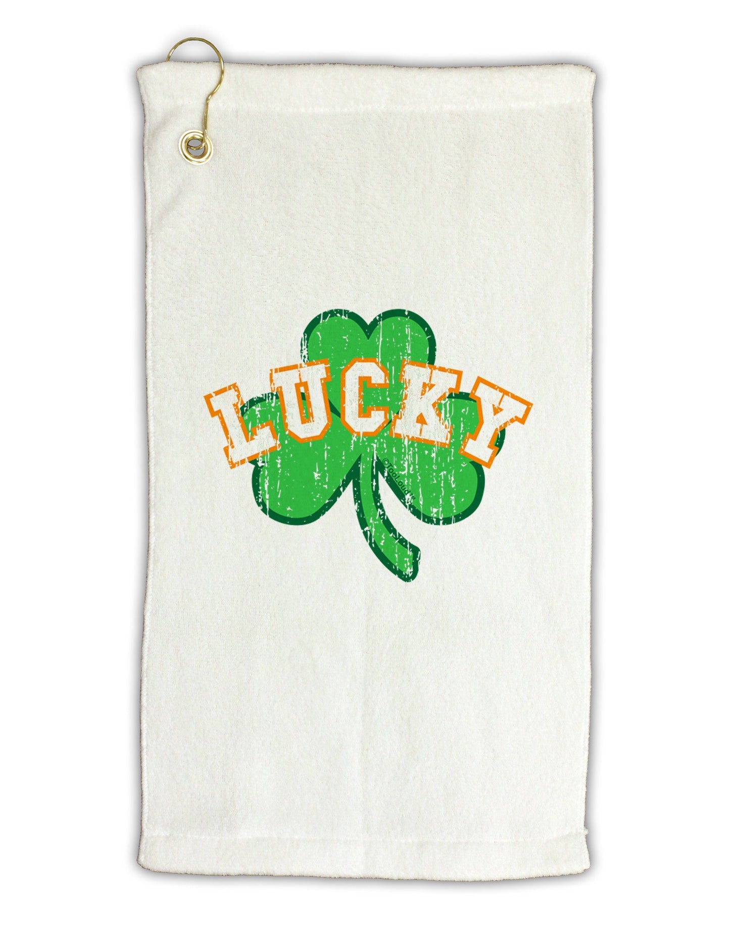 Lucky Shamrock Design Distressed Micro Terry Gromet Golf Towel 16 x 25 inch by TooLoud-Golf Towel-TooLoud-White-Davson Sales