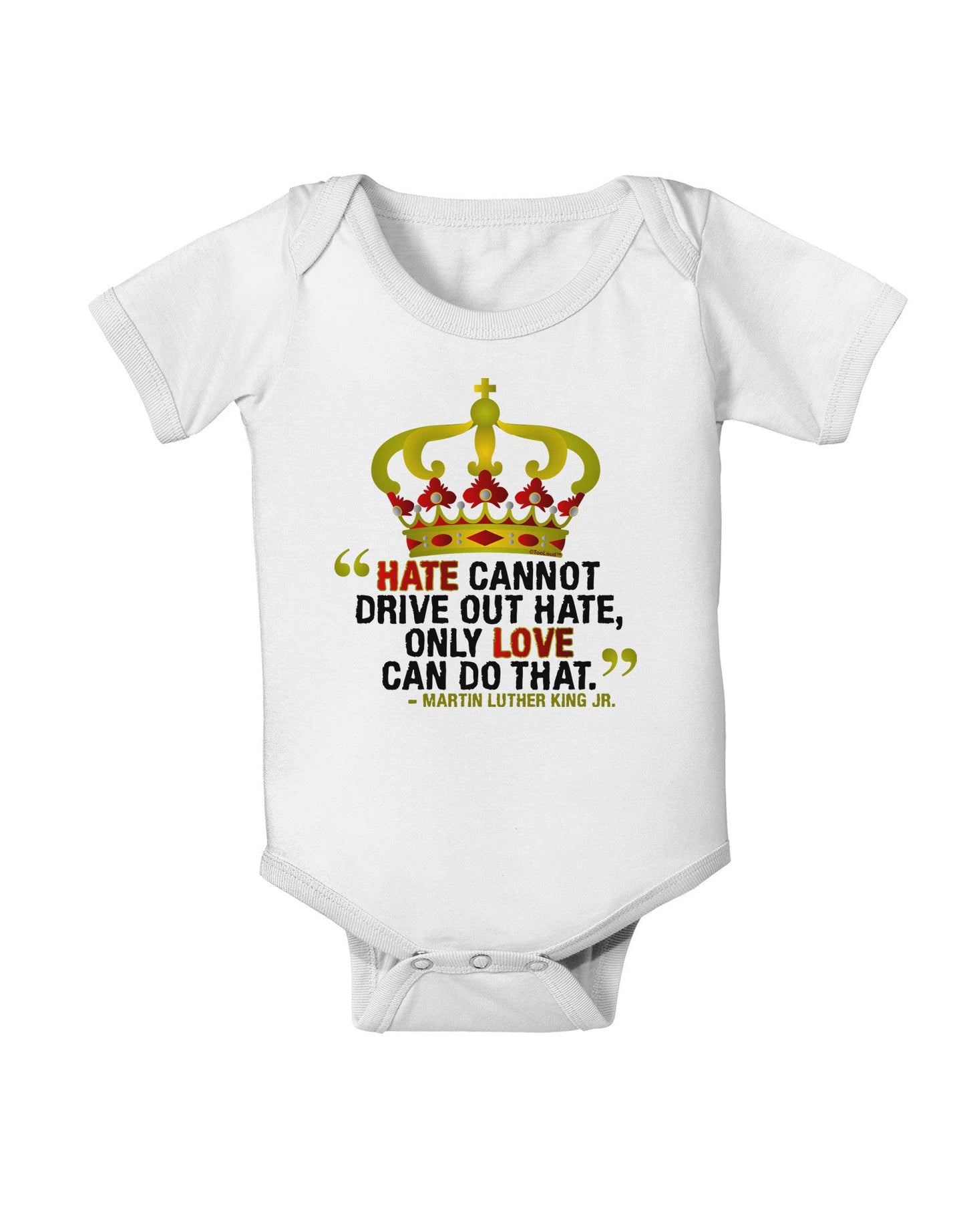 MLK - Only Love Quote Baby Romper Bodysuit-Baby Romper-TooLoud-White-06-Months-Davson Sales