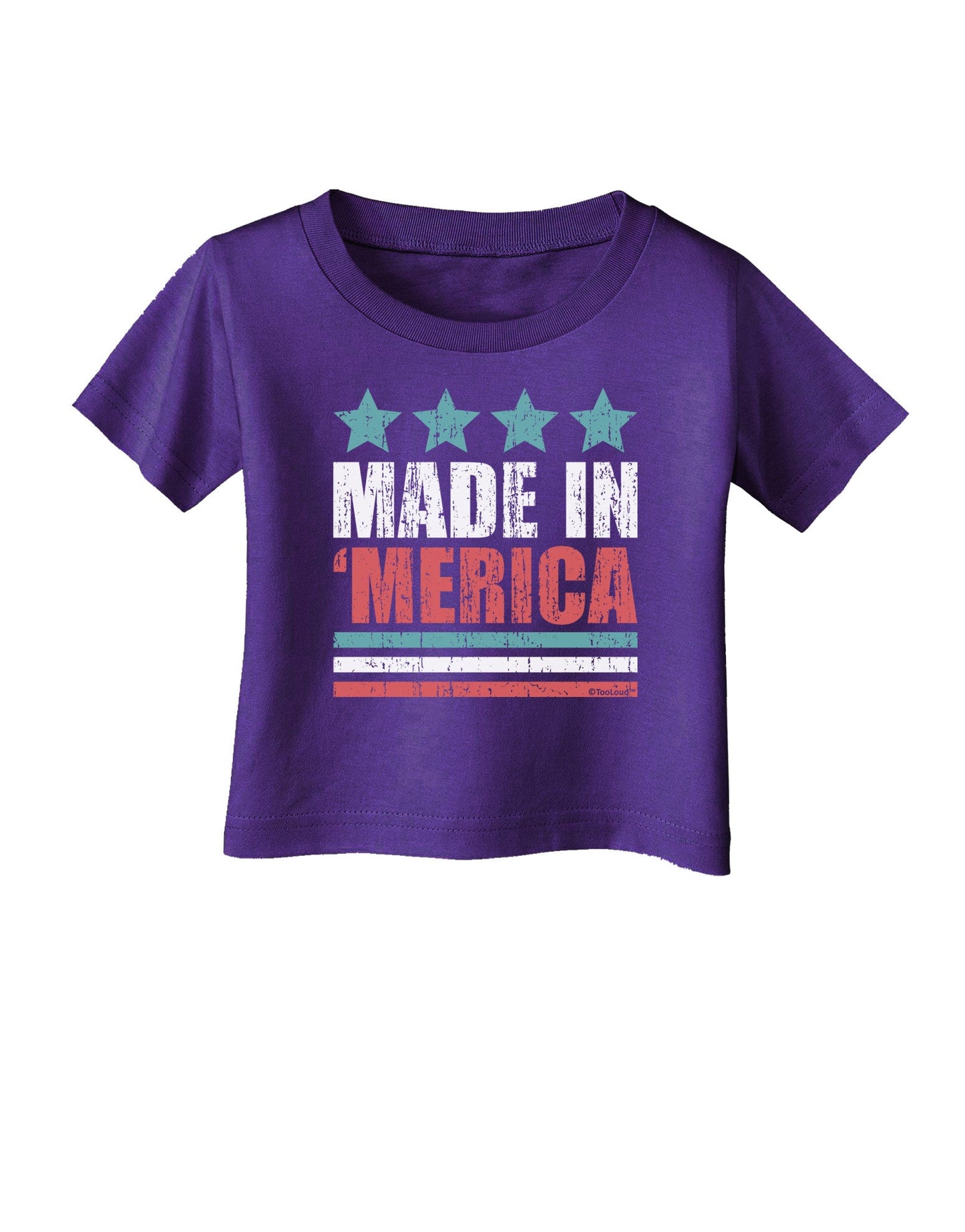 Made in Merica - Stars and Stripes Color Design Infant T-Shirt Dark-Infant T-Shirt-TooLoud-Purple-06-Months-Davson Sales