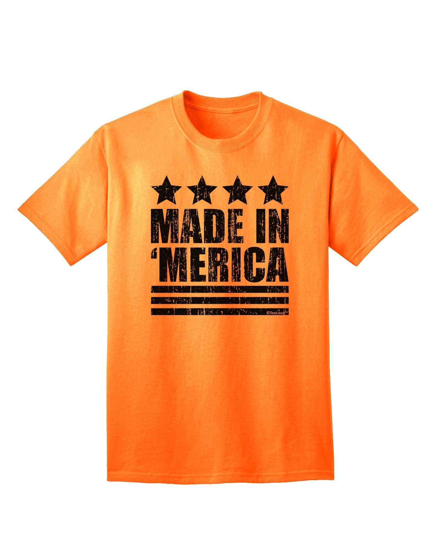 Made in Merica - Stars and Stripes Design Adult T-Shirt-Mens T-Shirt-TooLoud-Neon-Orange-Small-Davson Sales