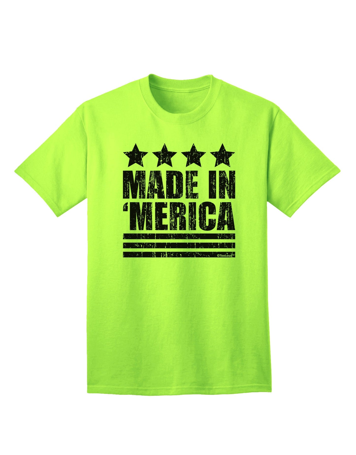 Made in Merica - Stars and Stripes Design Adult T-Shirt-Mens T-Shirt-TooLoud-Neon-Green-Small-Davson Sales