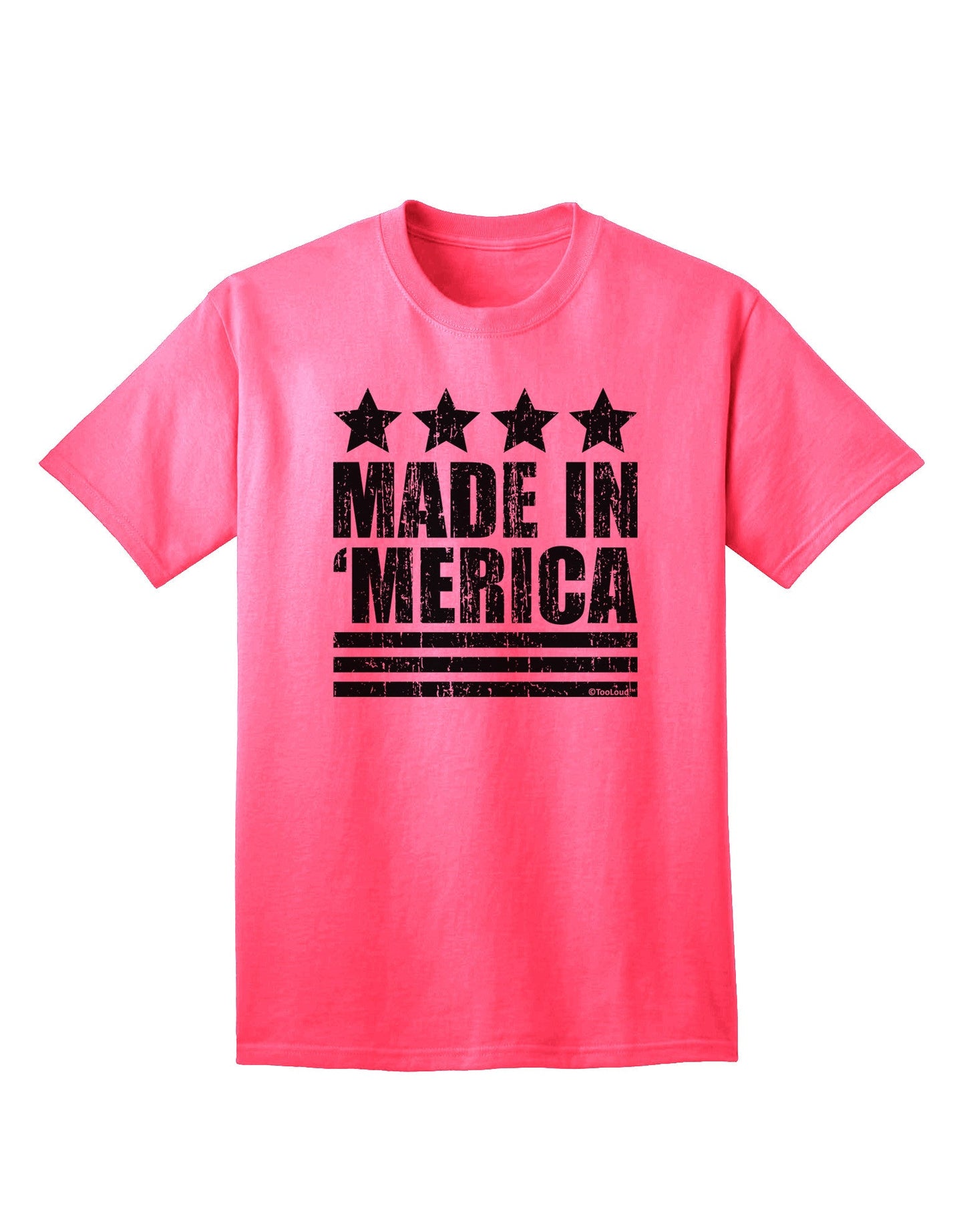 Made in Merica - Stars and Stripes Design Adult T-Shirt-Mens T-Shirt-TooLoud-Neon-Pink-Small-Davson Sales