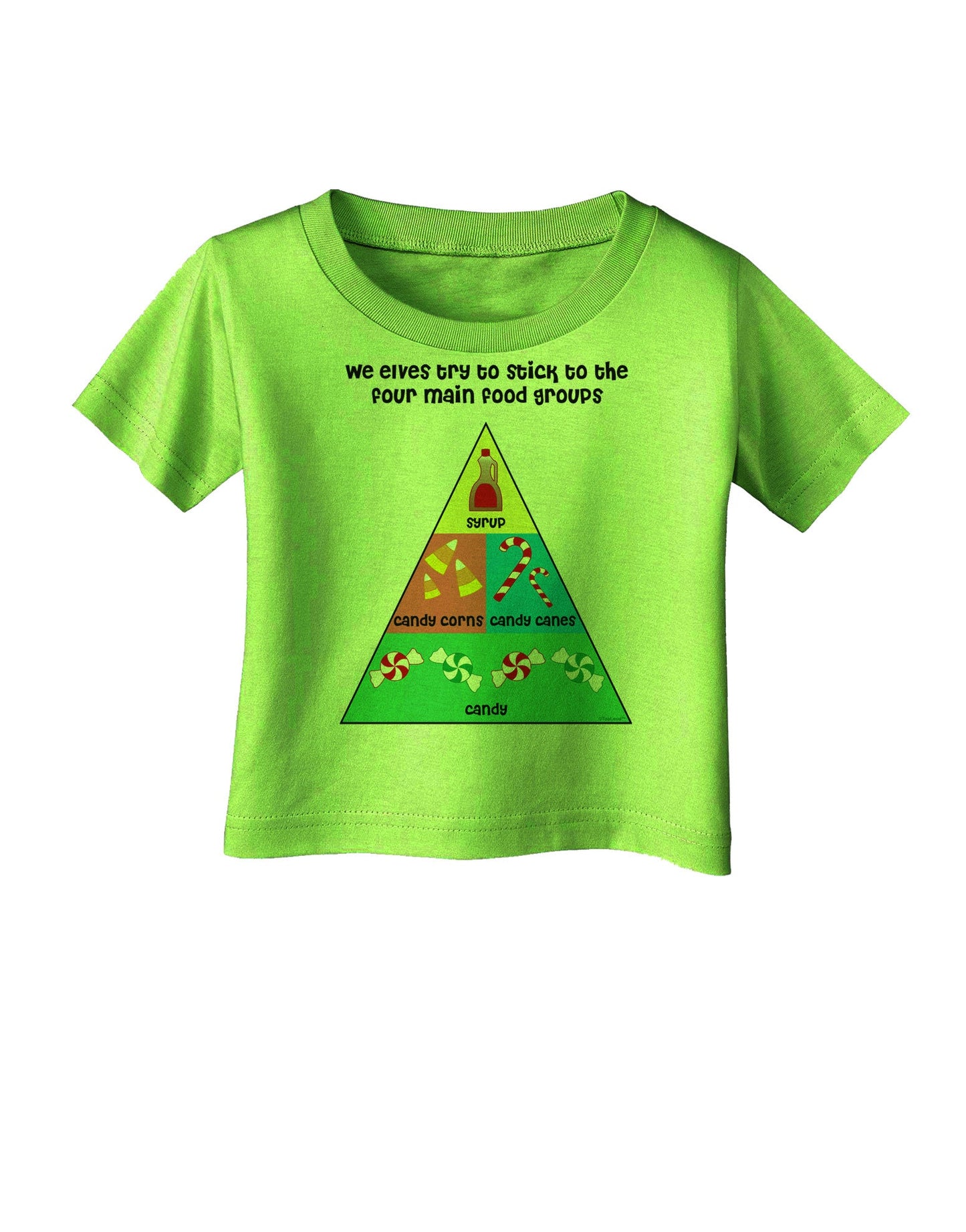 Main Food Groups of an Elf - Christmas Infant T-Shirt-Infant T-Shirt-TooLoud-Lime-Green-06-Months-Davson Sales
