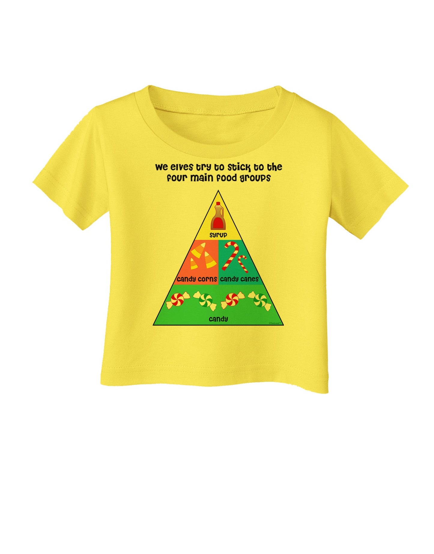 Main Food Groups of an Elf - Christmas Infant T-Shirt-Infant T-Shirt-TooLoud-Yellow-06-Months-Davson Sales