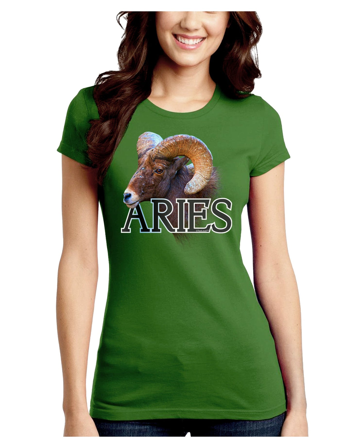 Majestic Aries Picture Juniors Petite Crew Dark T-Shirt-T-Shirts Juniors Tops-TooLoud-Kiwi-Green-Juniors Fitted Small-Davson Sales