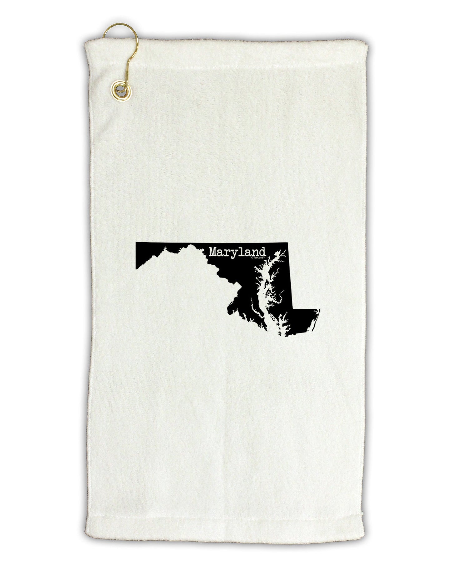 Maryland - United States Shape Micro Terry Gromet Golf Towel 11"x19-Golf Towel-TooLoud-White-Davson Sales