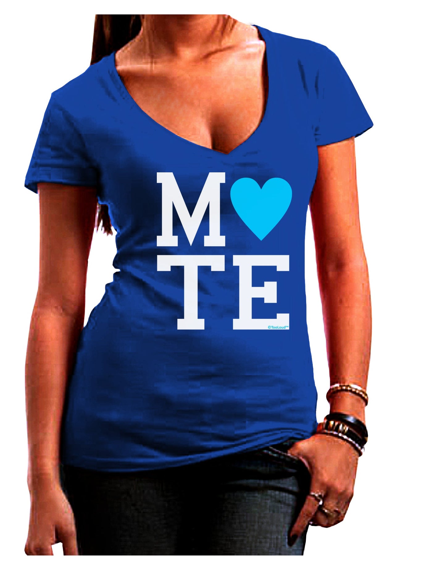 Matching Soulmate Design - Mate - Blue Juniors V-Neck Dark T-Shirt by TooLoud-Womens V-Neck T-Shirts-TooLoud-Royal-Blue-Juniors Fitted Small-Davson Sales