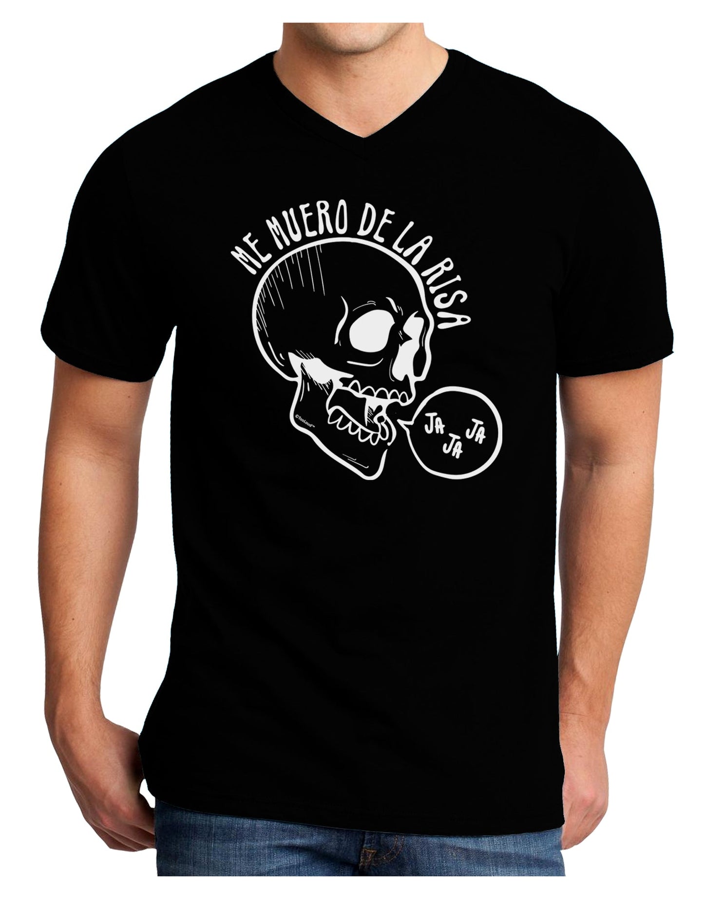 Me Muero De La Risa Skull Adult V-Neck T-shirt-Mens V-Neck T-Shirt-TooLoud-Black-Small-Davson Sales