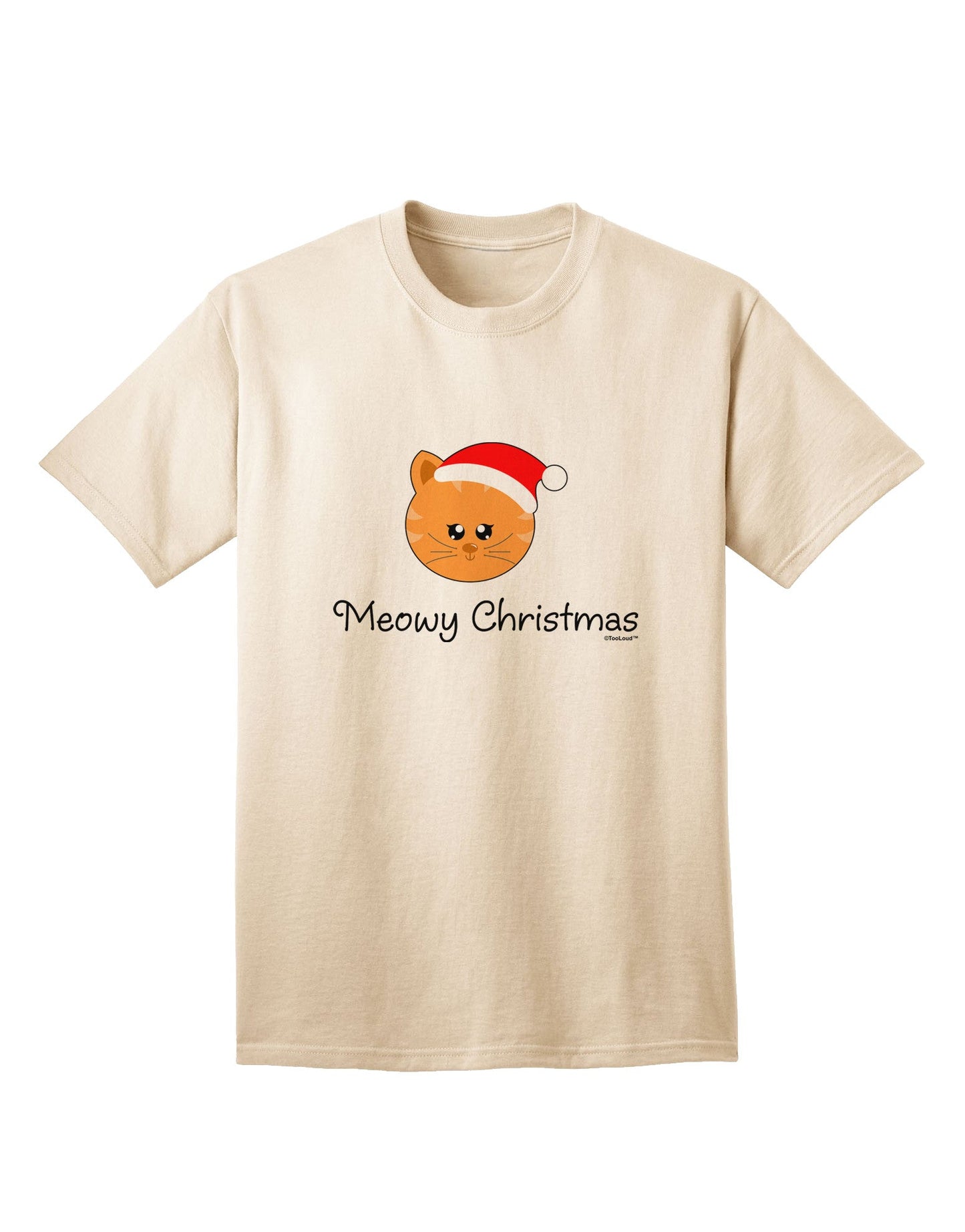 Meowy Christmas: Adorable Cat Santa Hat Adult T-Shirt - A Festive Must-Have for Cat Lovers-Mens T-shirts-TooLoud-Natural-Small-Davson Sales