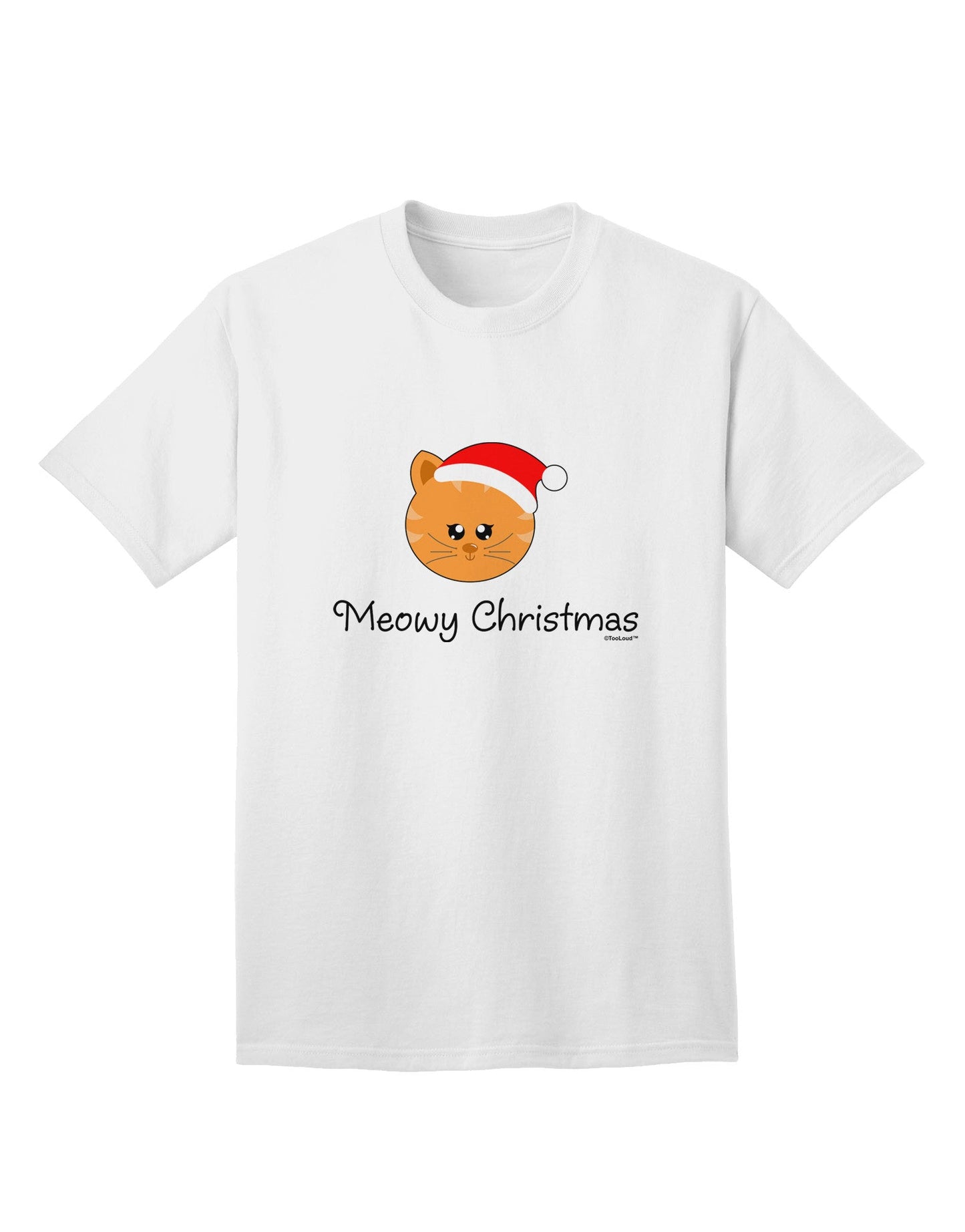Meowy Christmas: Adorable Cat Santa Hat Adult T-Shirt - A Festive Must-Have for Cat Lovers-Mens T-shirts-TooLoud-White-Small-Davson Sales