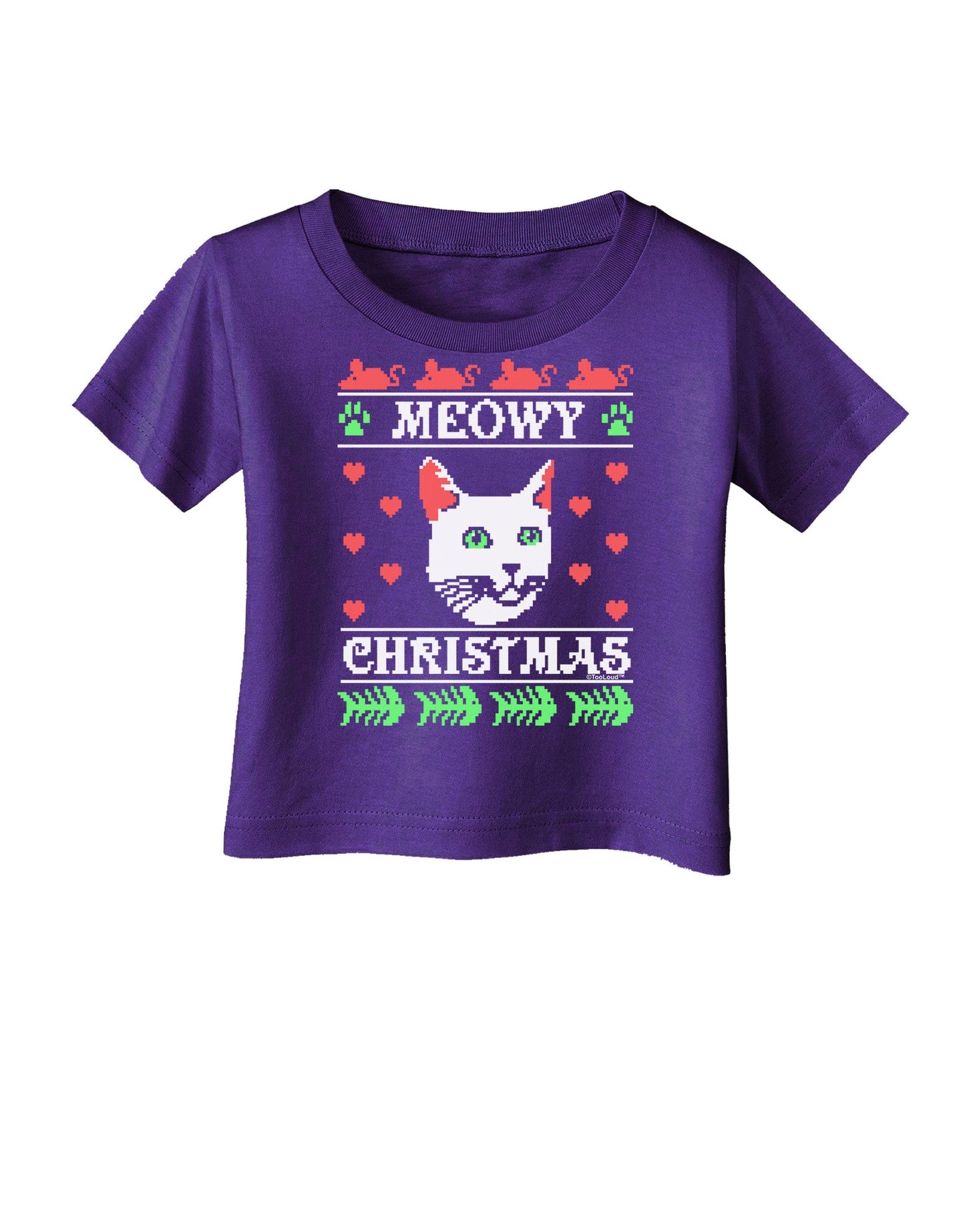 Meowy Christmas Cat Knit Look Infant T-Shirt Dark by-Infant T-Shirt-TooLoud-Purple-06-Months-Davson Sales