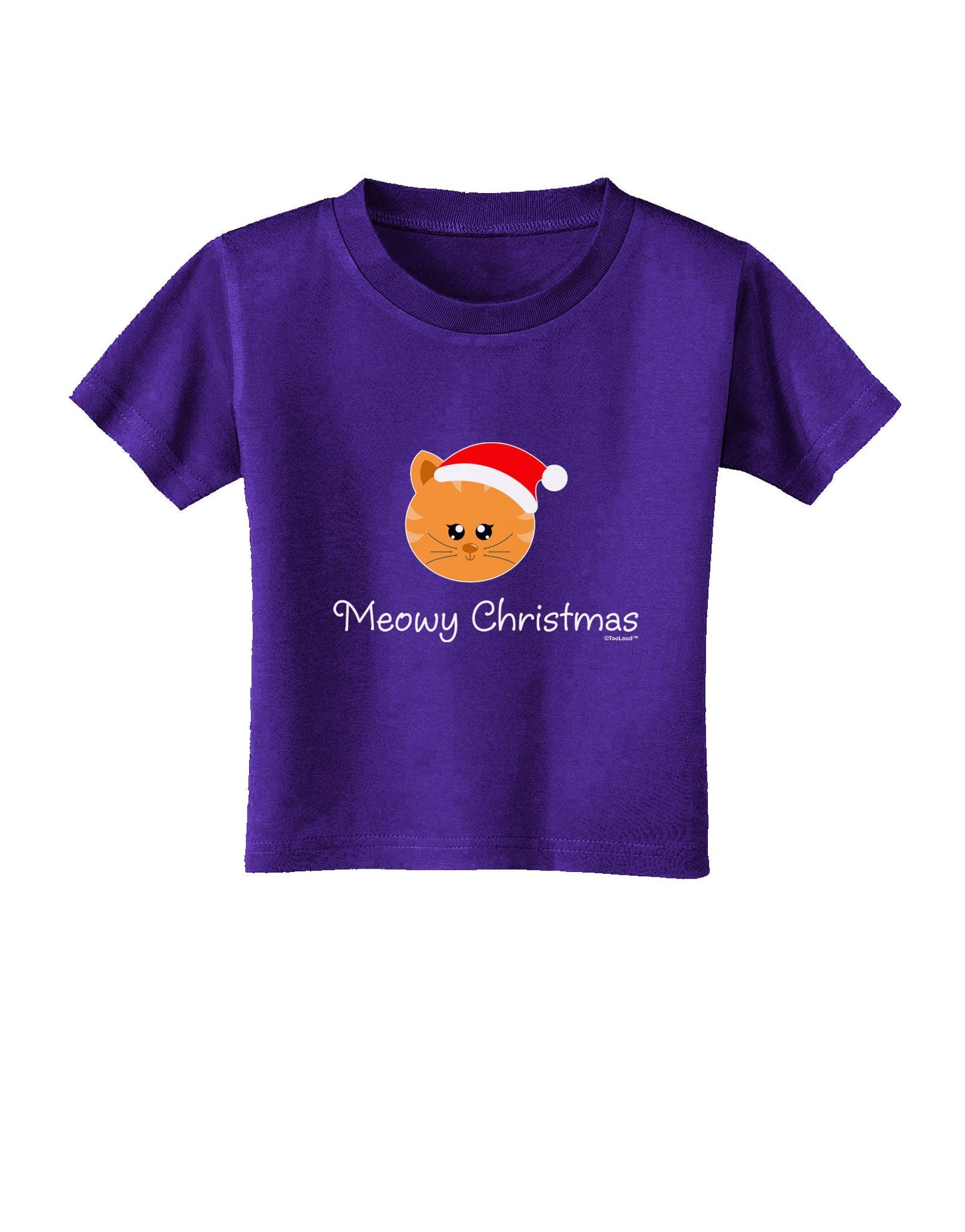 Meowy Christmas Cute Cat Santa Hat Toddler T-Shirt Dark-Toddler T-Shirt-TooLoud-Purple-2T-Davson Sales