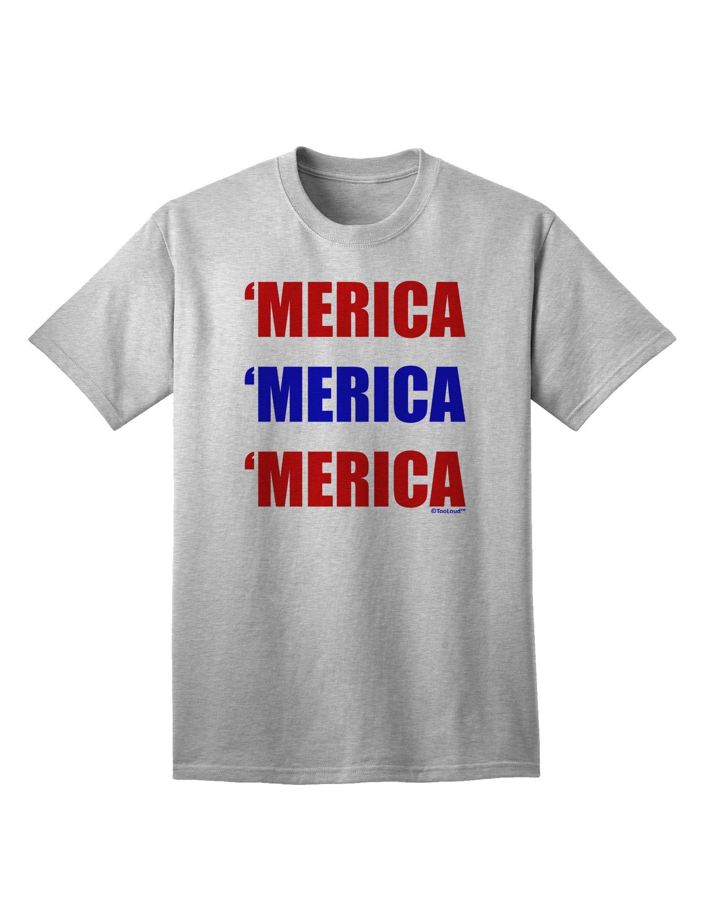 Merica Merica Merica - Red and Blue Adult T-Shirt-Mens T-Shirt-TooLoud-AshGray-Small-Davson Sales