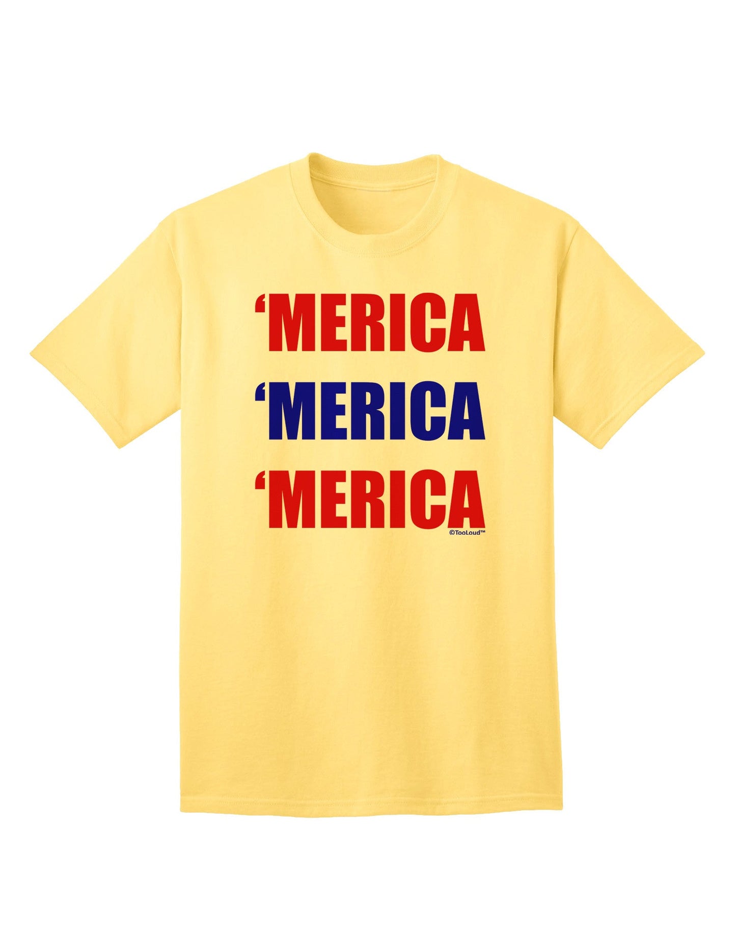 Merica Merica Merica - Red and Blue Adult T-Shirt-Mens T-Shirt-TooLoud-Yellow-Small-Davson Sales