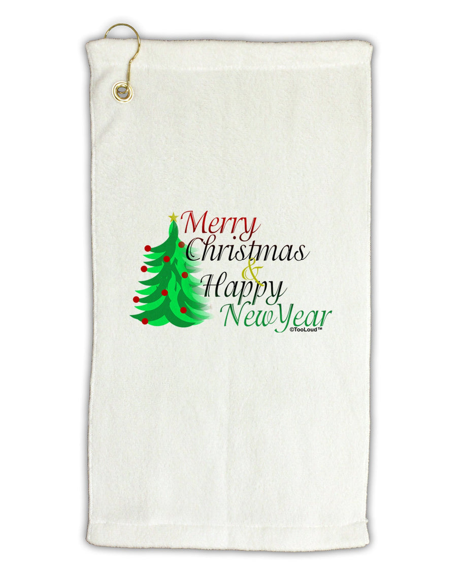 Merry Christmas & Happy New Year Micro Terry Gromet Golf Towel 16 x 25 inch-Golf Towel-TooLoud-White-Davson Sales