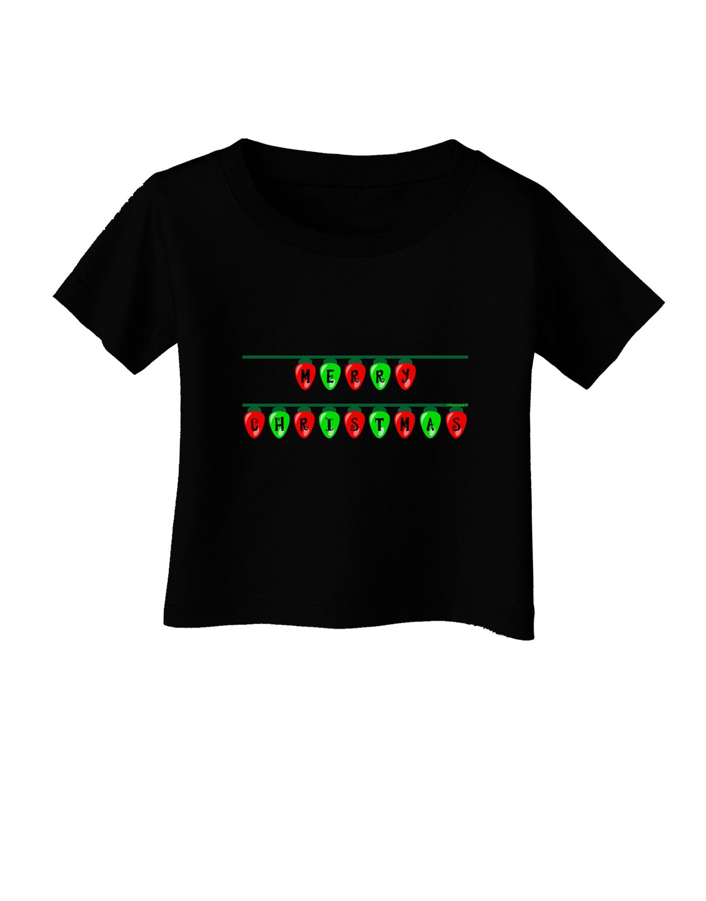 Merry Christmas Lights Red and Green Infant T-Shirt Dark-Infant T-Shirt-TooLoud-Black-06-Months-Davson Sales