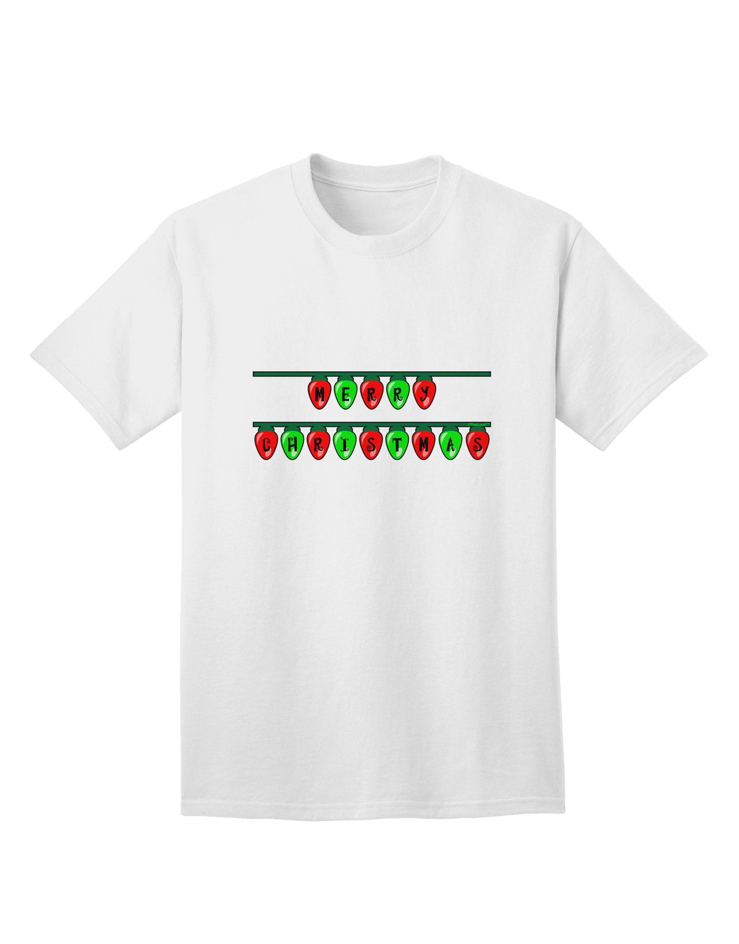 Merry Christmas Lights Red and Green - Premium Adult T-Shirt for Festive Season-Mens T-shirts-TooLoud-White-Small-Davson Sales