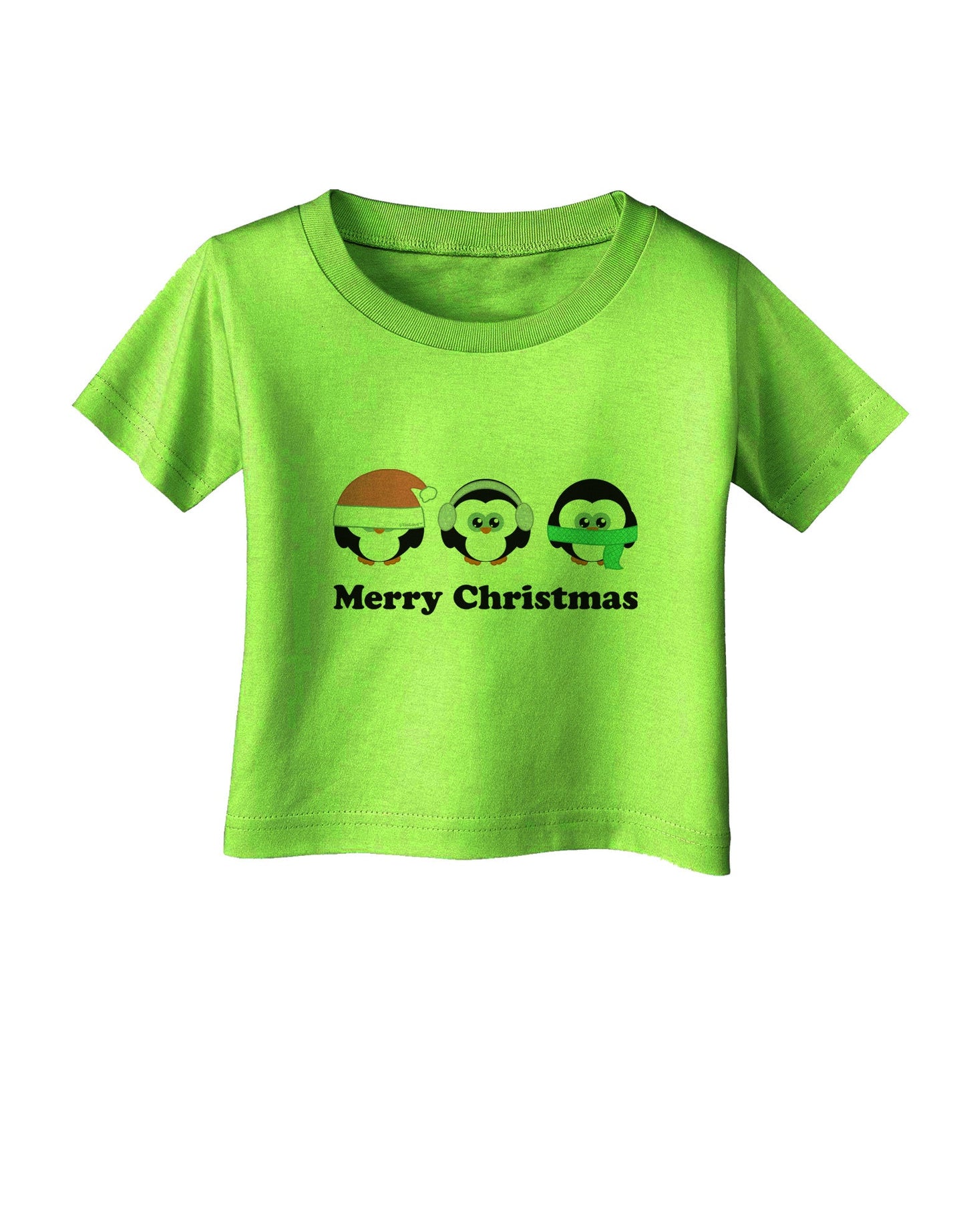 Merry Christmas Penguins See Hear Speak No Evil Infant T-Shirt-Infant T-Shirt-TooLoud-Lime-Green-06-Months-Davson Sales