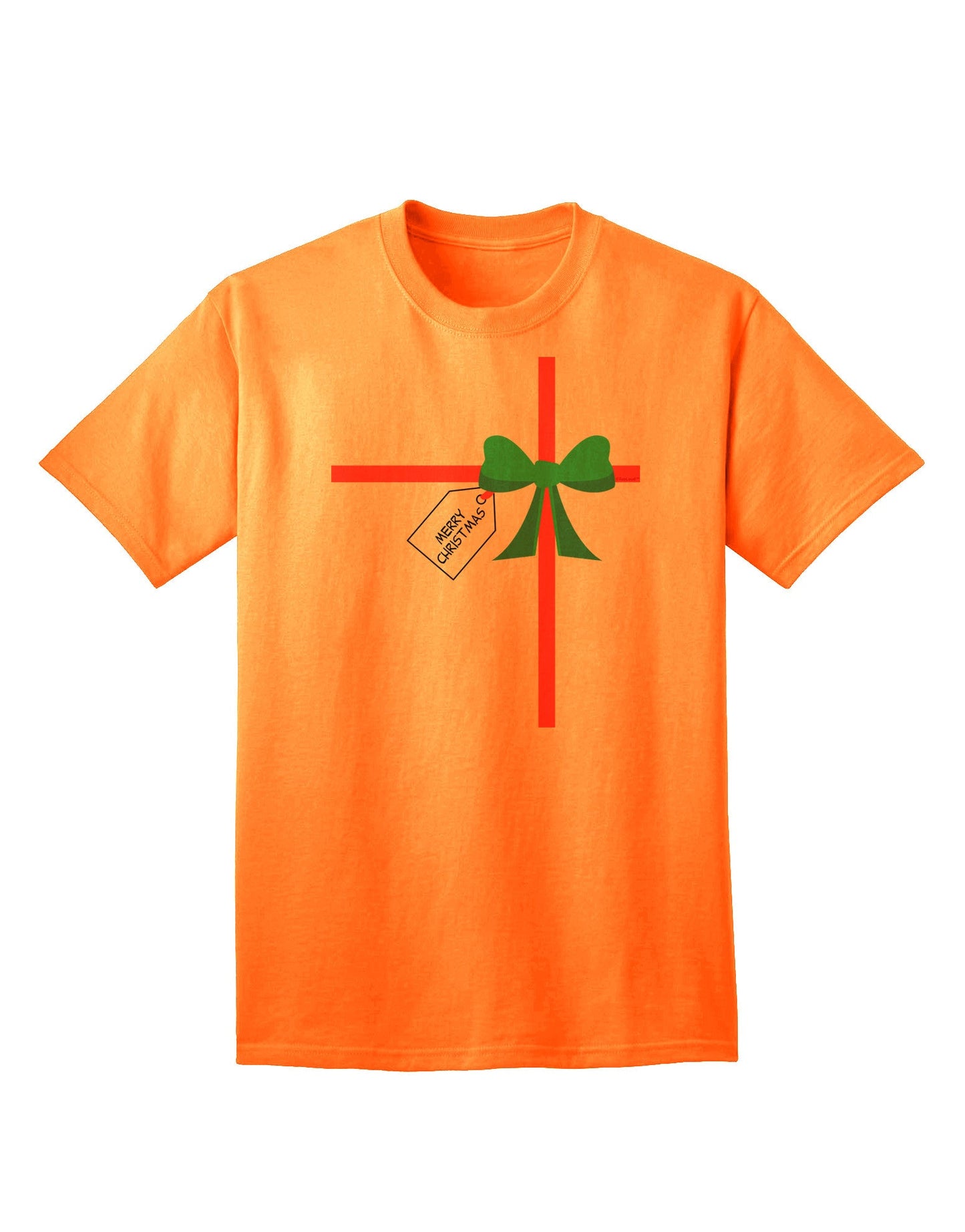 Merry Christmas Present Gift - Premium Adult T-Shirt Collection-Mens T-shirts-TooLoud-Neon-Orange-Small-Davson Sales