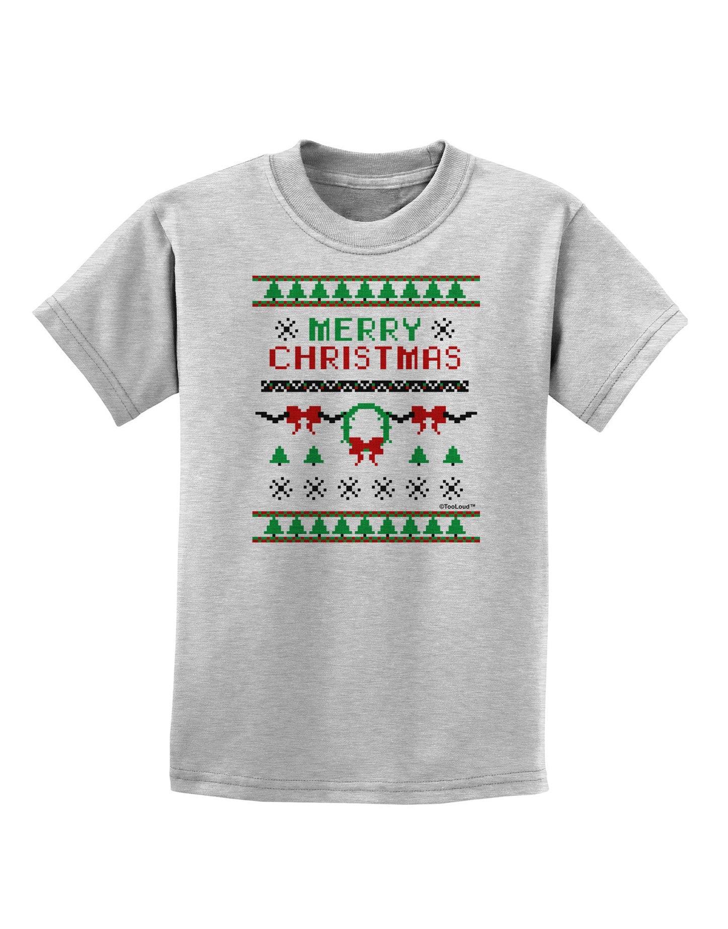 Merry Christmas Ugly Christmas Sweater Childrens T-Shirt-Childrens T-Shirt-TooLoud-AshGray-X-Small-Davson Sales