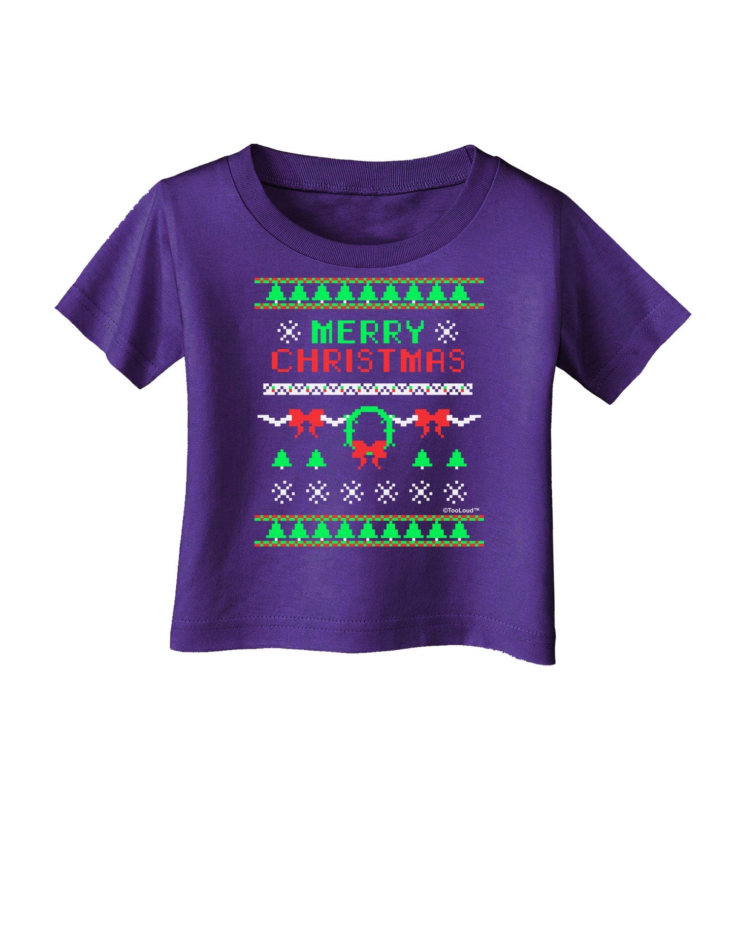 Merry Christmas Ugly Christmas Sweater Infant T-Shirt Dark-Infant T-Shirt-TooLoud-Purple-06-Months-Davson Sales