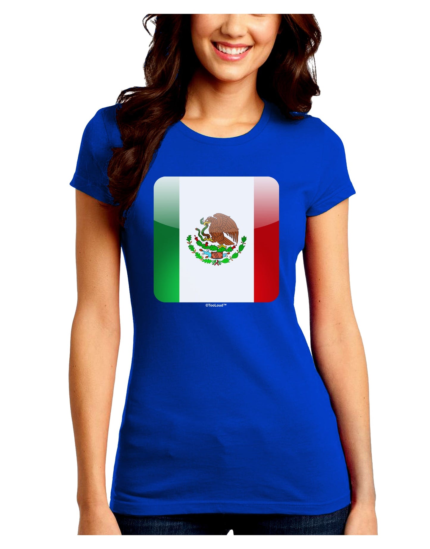 Mexican Flag App Icon Juniors Crew Dark T-Shirt by TooLoud-T-Shirts Juniors Tops-TooLoud-Royal-Blue-Juniors Fitted Small-Davson Sales