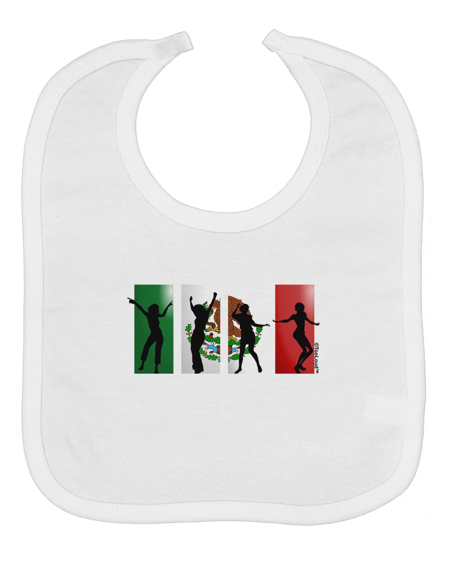 Mexican Flag - Dancing Silhouettes Baby Bib by TooLoud