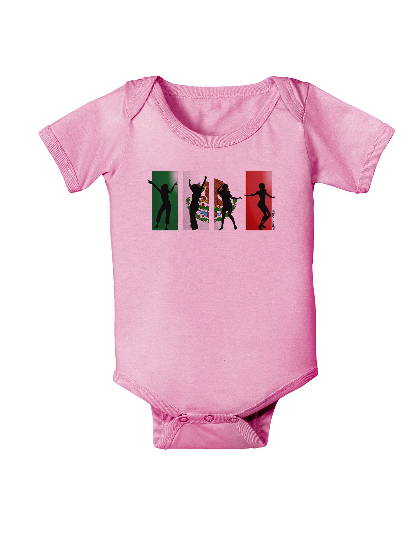 Mexican Flag - Dancing Silhouettes Baby Romper Bodysuit by TooLoud-Baby Romper-TooLoud-Light-Pink-06-Months-Davson Sales