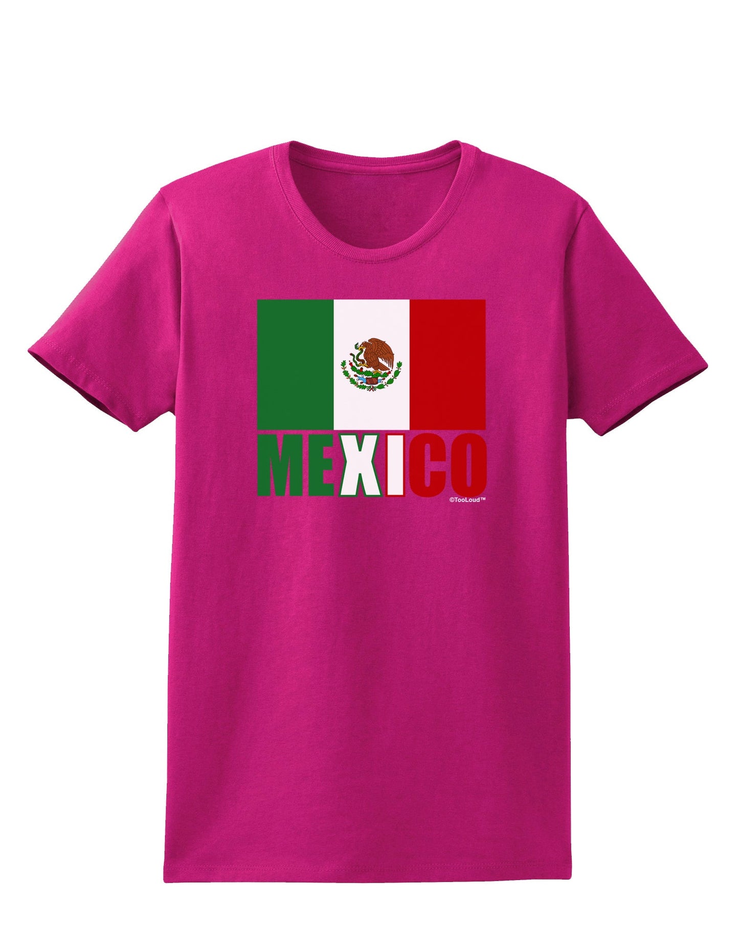 Mexican Flag - Mexico Text Womens Dark T-Shirt by TooLoud-Womens T-Shirt-TooLoud-Hot-Pink-Small-Davson Sales