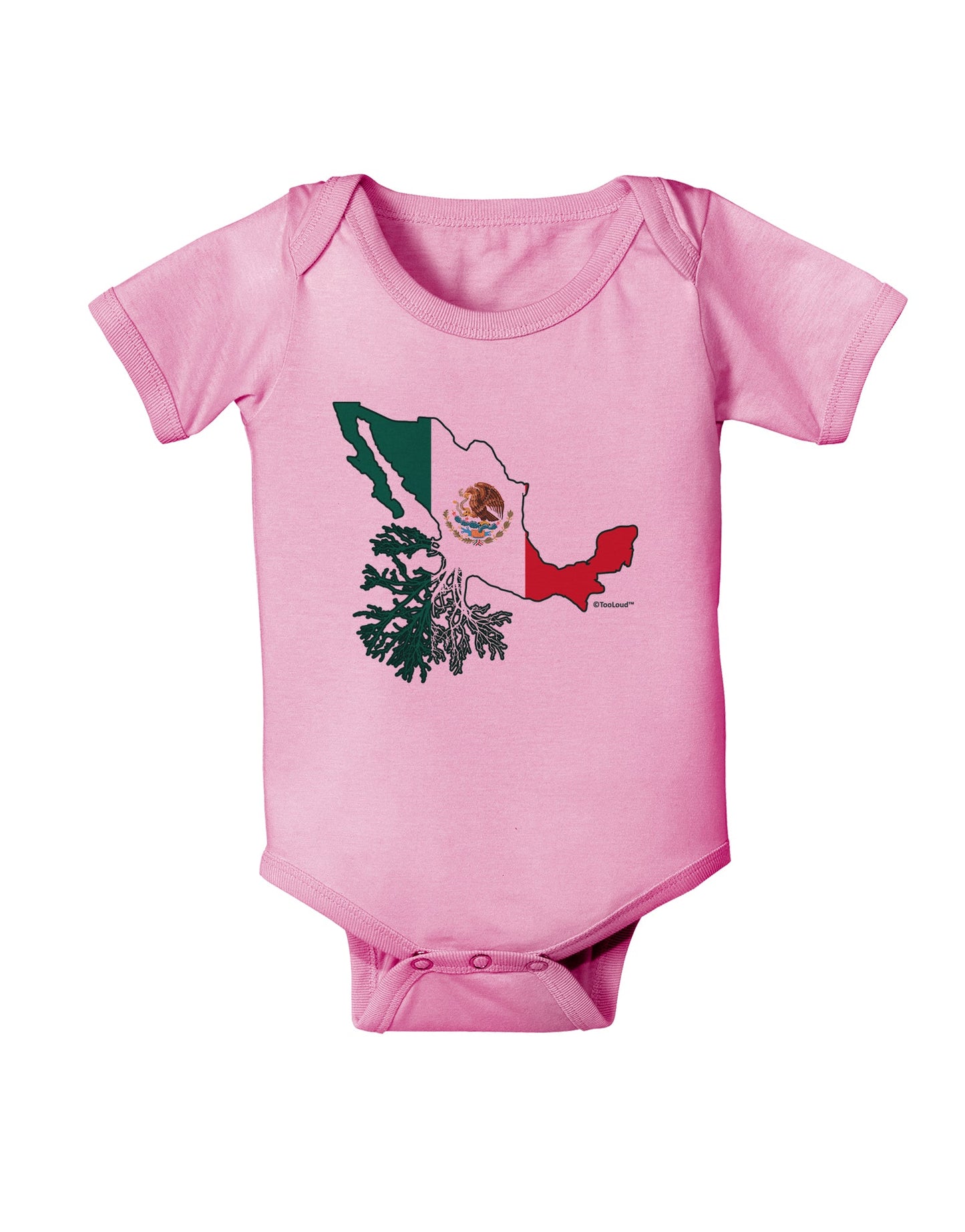 Mexican Roots - Mexico Outline Mexican Flag Baby Romper Bodysuit by TooLoud-Baby Romper-TooLoud-Light-Pink-06-Months-Davson Sales