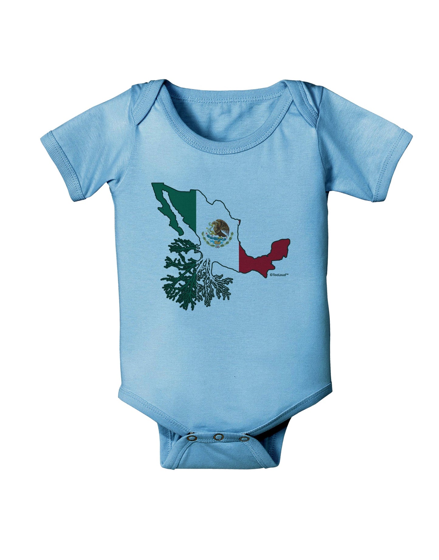 Mexican Roots - Mexico Outline Mexican Flag Baby Romper Bodysuit by TooLoud-Baby Romper-TooLoud-Light-Blue-06-Months-Davson Sales