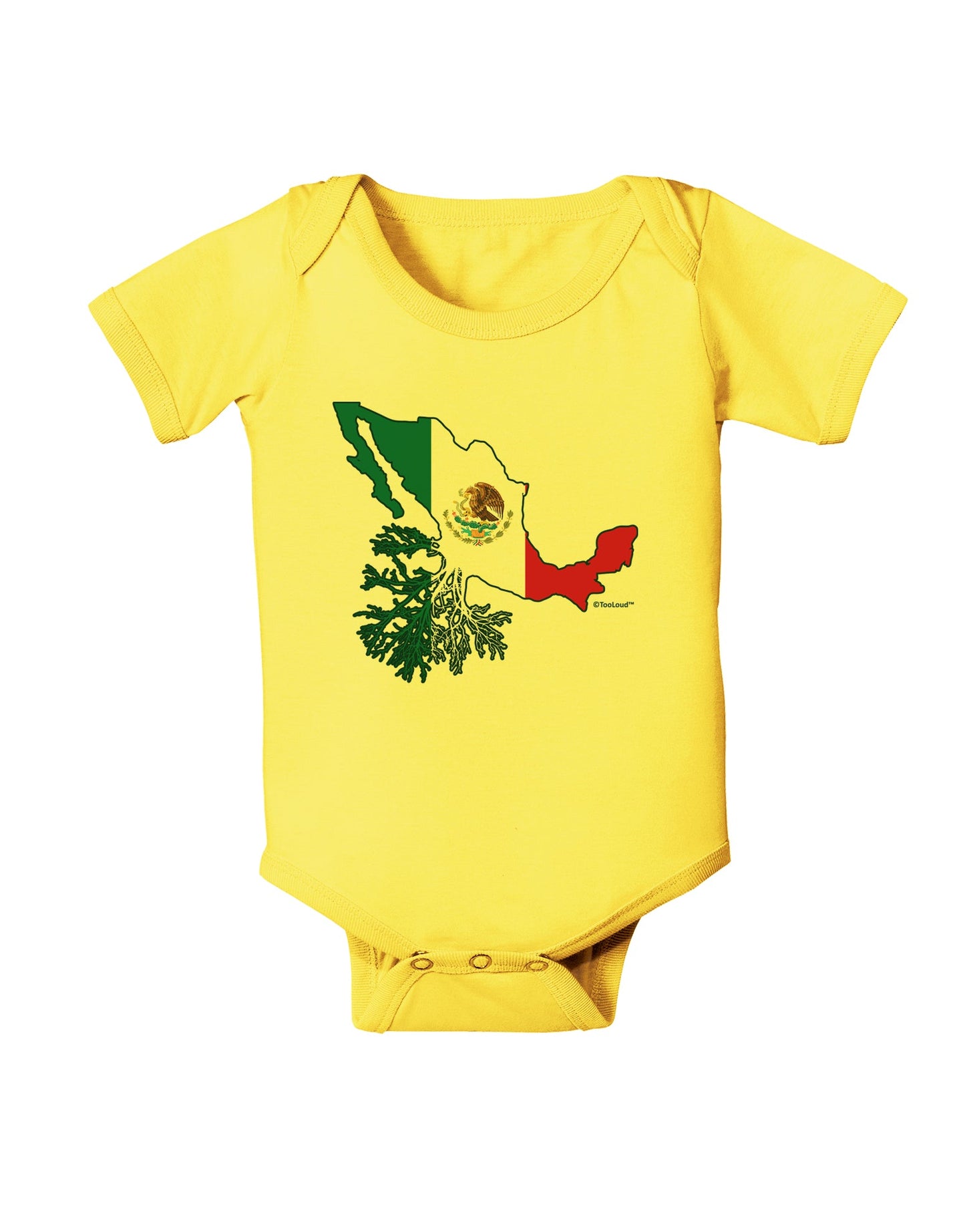 Mexican Roots - Mexico Outline Mexican Flag Baby Romper Bodysuit by TooLoud-Baby Romper-TooLoud-Yellow-06-Months-Davson Sales
