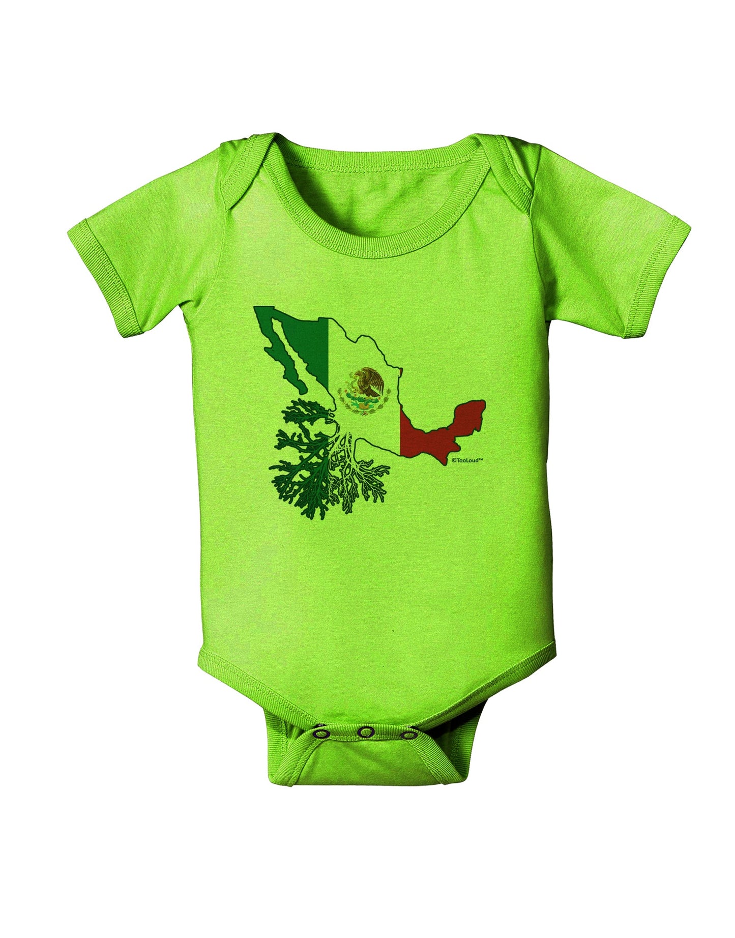 Mexican Roots - Mexico Outline Mexican Flag Baby Romper Bodysuit by TooLoud-Baby Romper-TooLoud-Lime-Green-06-Months-Davson Sales